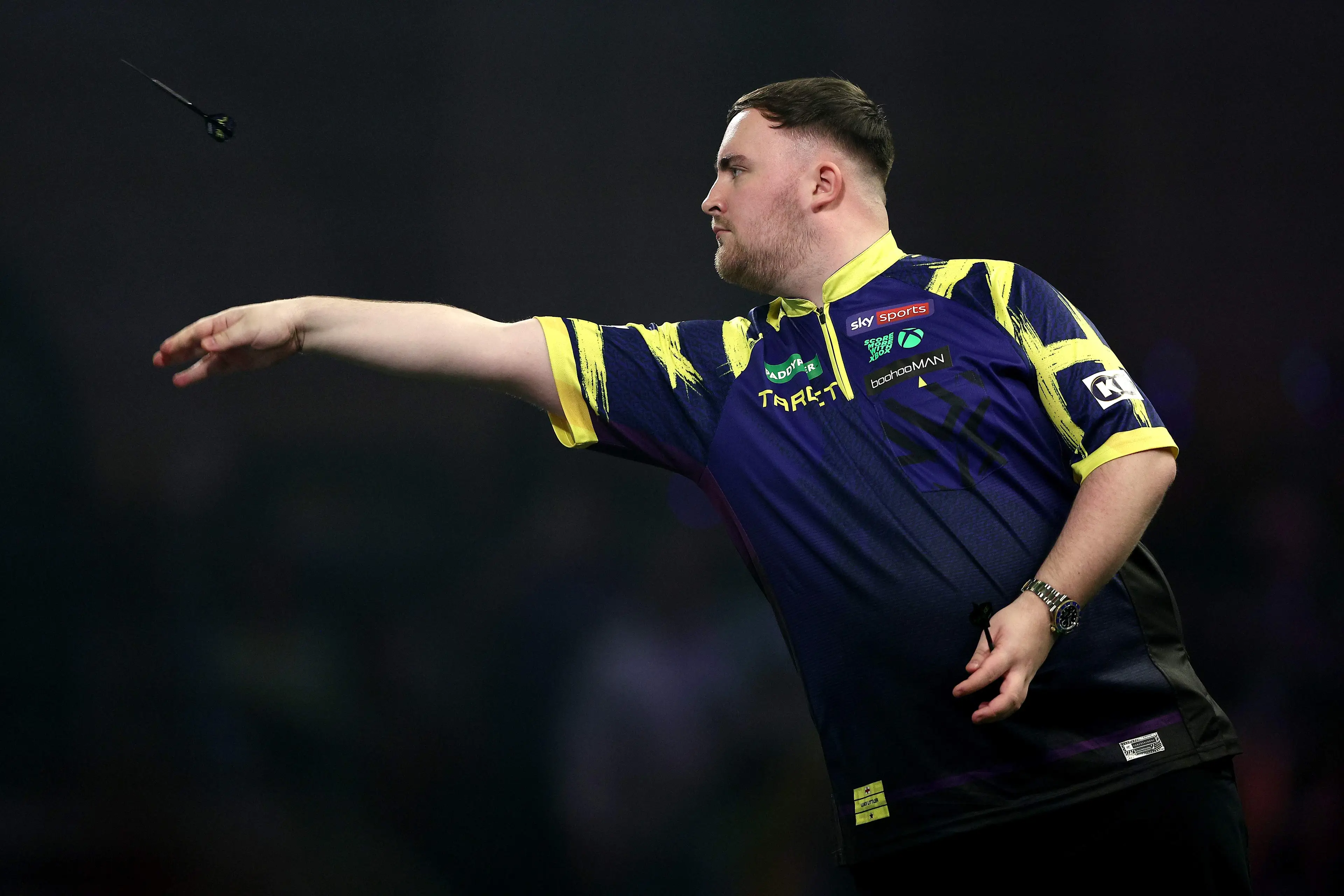 Luke Littler in action at the 2026 World Darts Championship. Image: Getty 