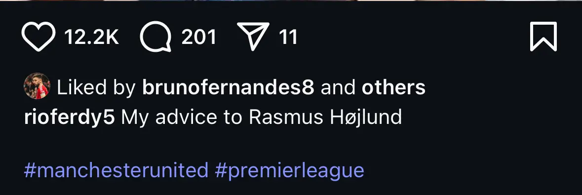 Bruno Fernandes liked Rio Ferdinand's post (Credit:Instagram)