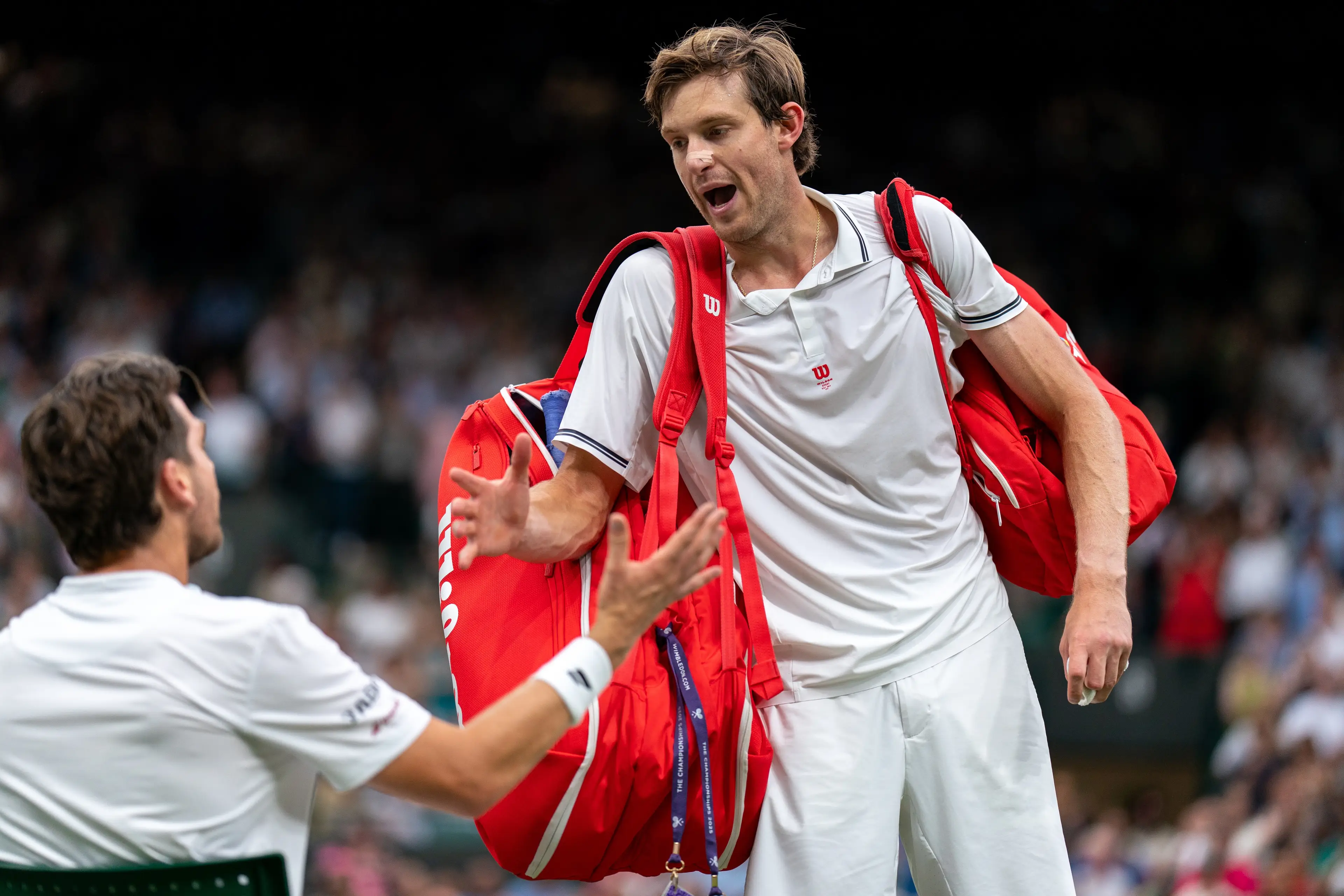 Nicolas Jarry was not happy with Cameron Norrie during their Wimbledon clash. Image: Getty