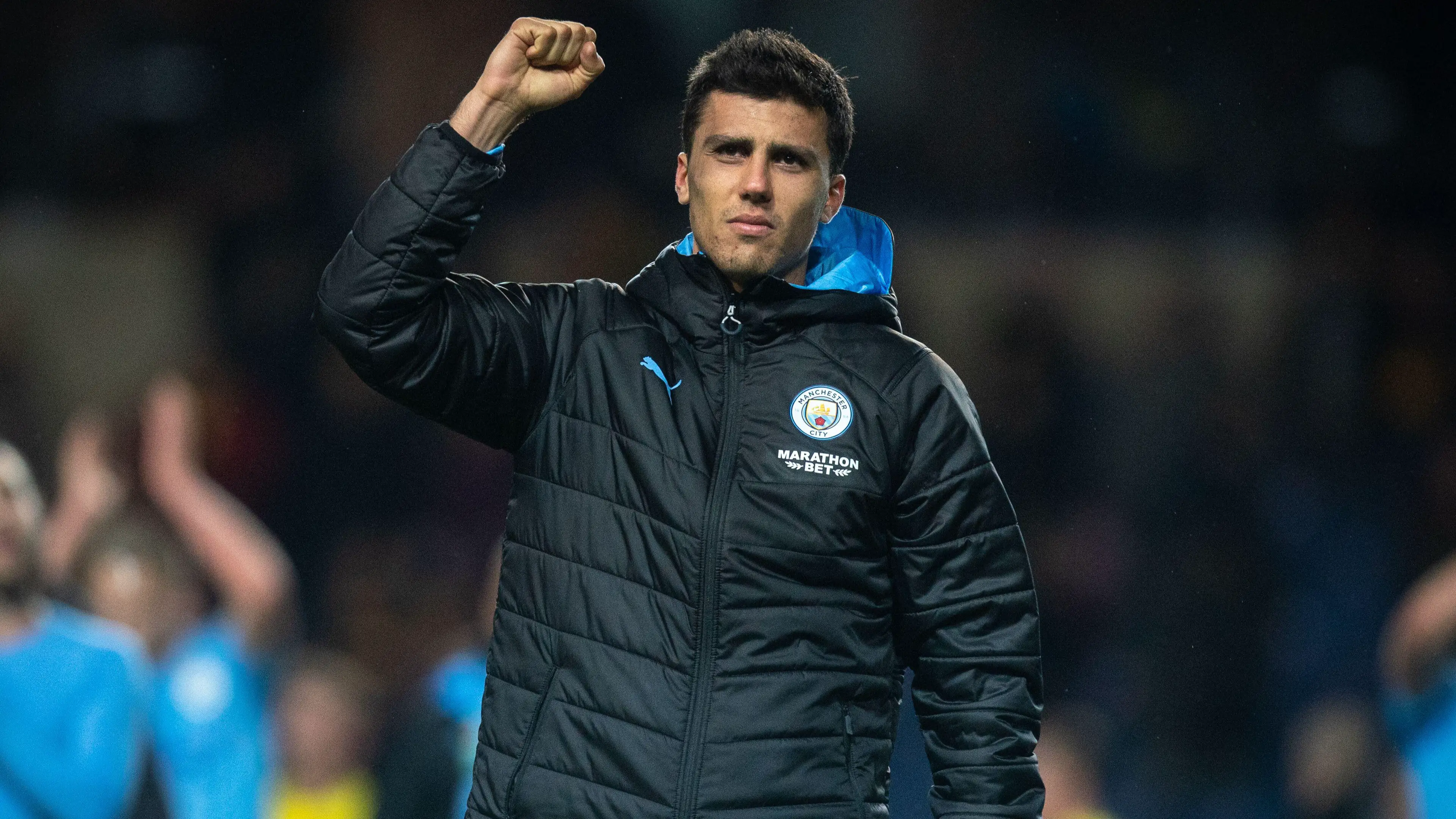 Rodri Signs Manchester City Poster Depicting Controversial Handball From Premier League Win