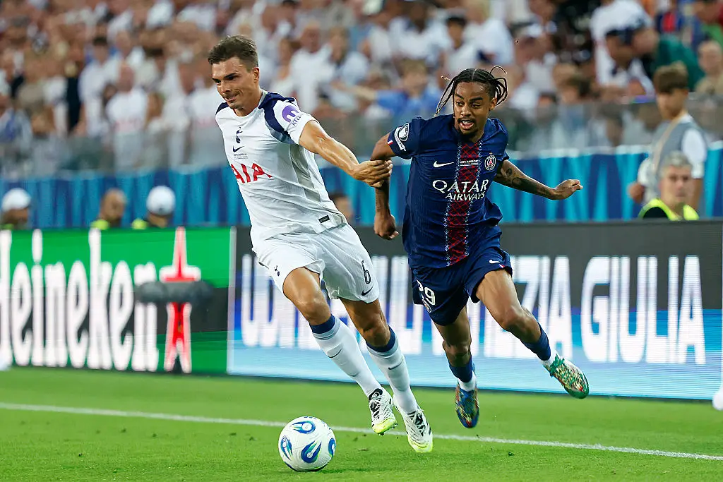 Bradley Barcola in action for PSG against Spurs (Credit:Getty)
