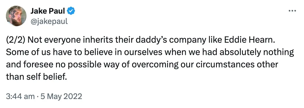 Jake Paul claimed to come from 'nothing' (Image: X/Jake Paul)