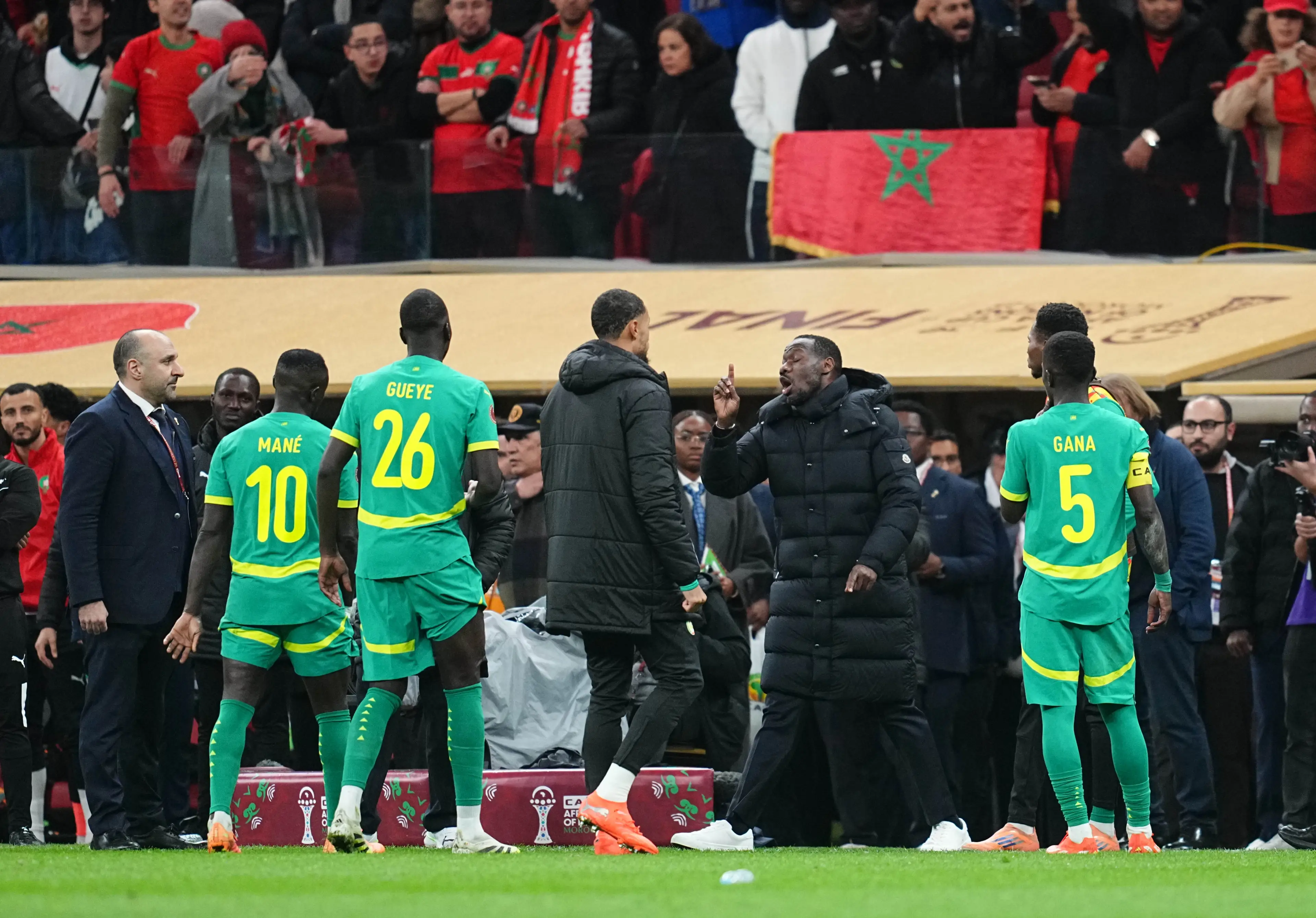 Senegal boss Pape Thiaw told his players to leave the field after his side conceded a controversial penalty. Image: Getty 