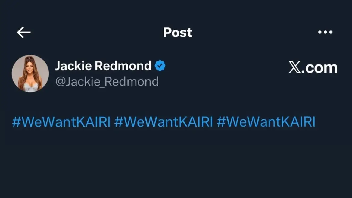 Jackie Redmond reacted to Kairi Sane's release on social media. Image: X