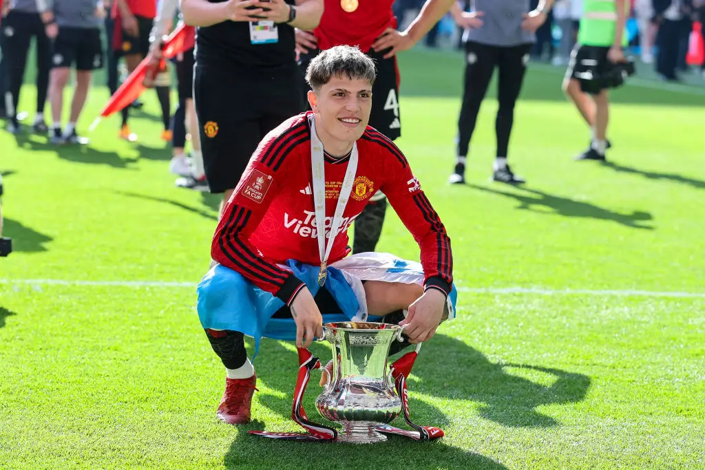 Alejandro Garnacho scored the opening goal in Manchester United's 2-1 win over Manchester City in the FA Cup final (Image: Getty)