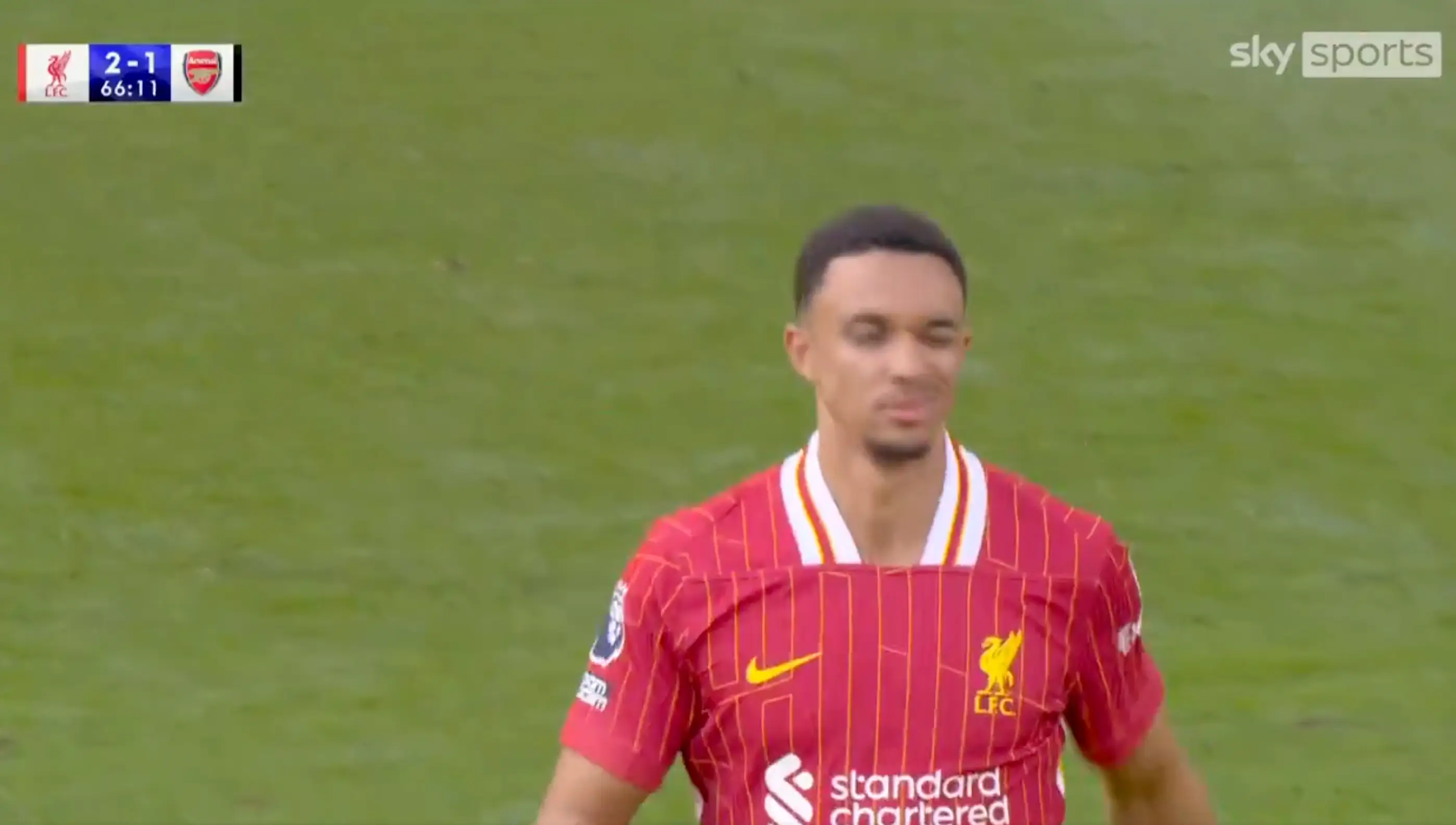 Cameras focused on Trent Alexander-Arnold's reaction to being booed. Image: Sky Sports
