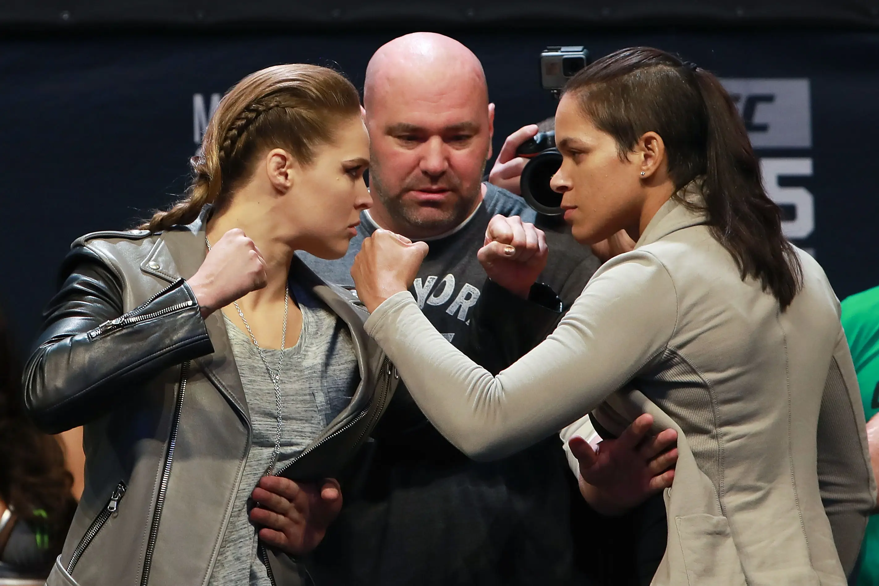 Ronda Rousey squares off against Amanda Nunes. Image: Getty