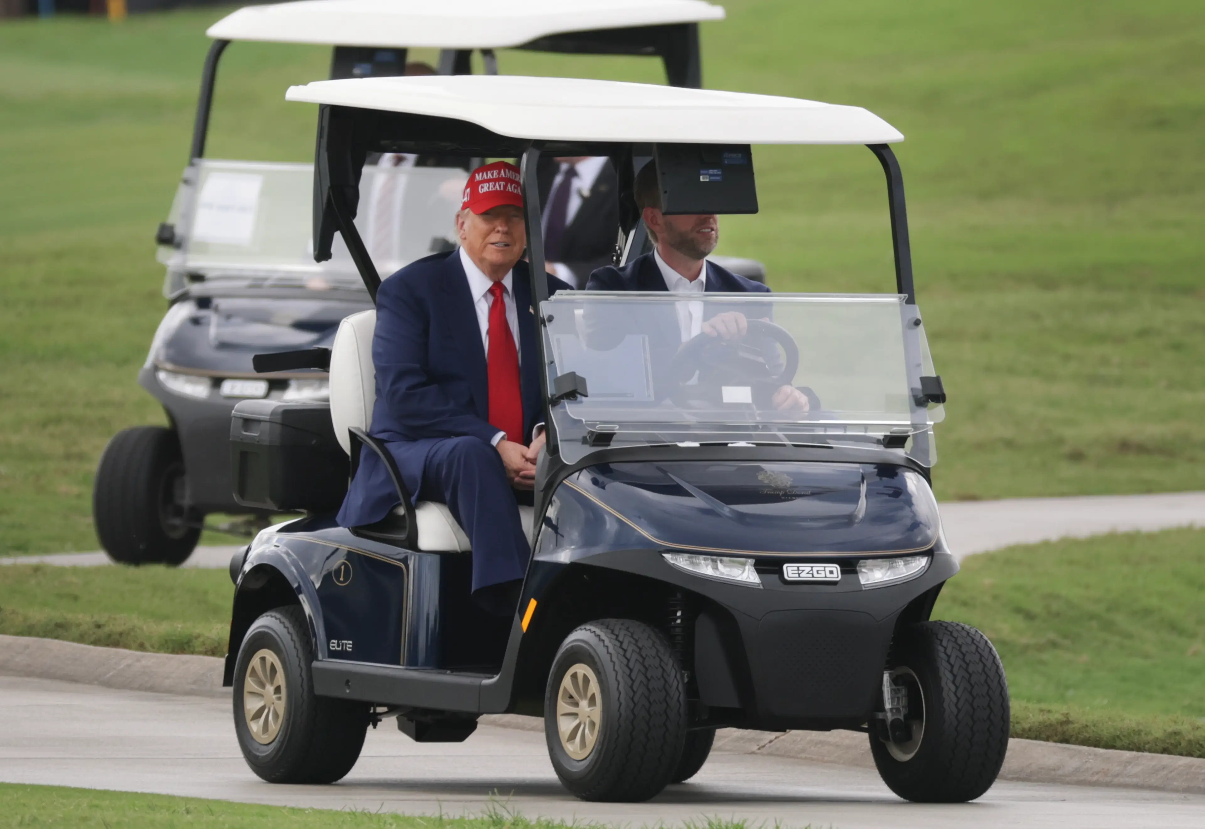 Donald Trump has faced a whole host of accusations about cheating at golf. Image: Getty