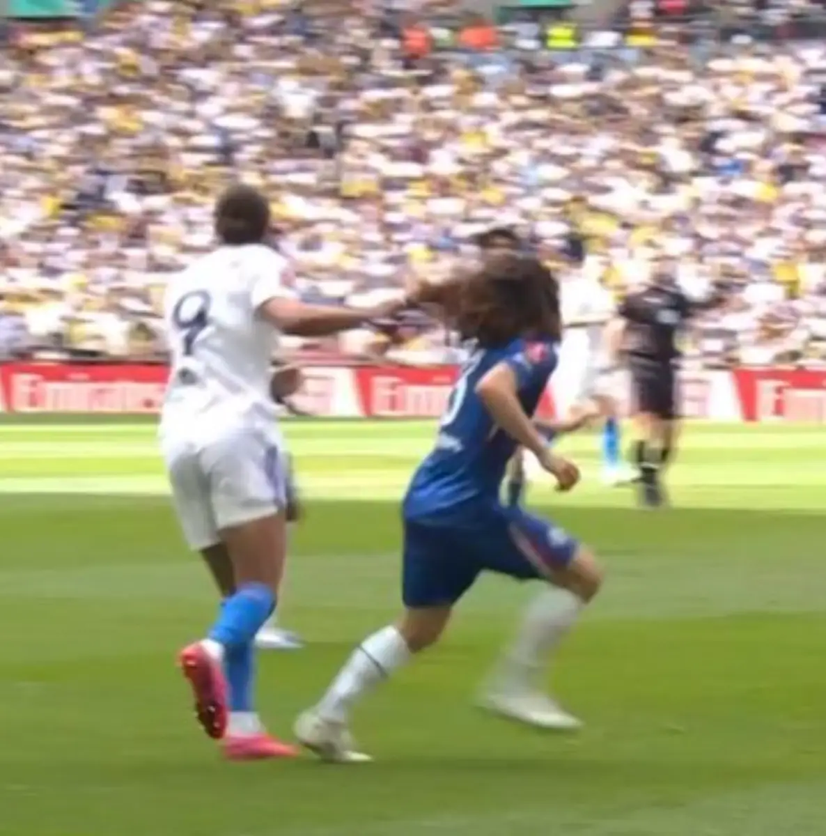 Calvert-Lewin escaped punishment for the potential hair pull. Image credit: TNT Sports