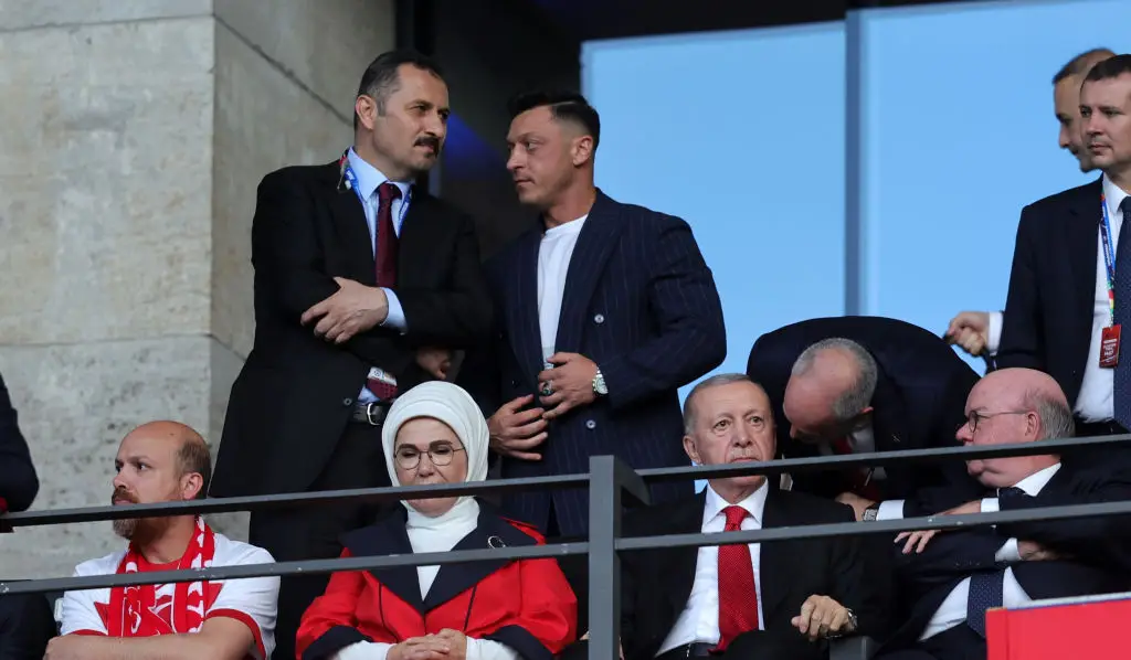 Mesut Ozil and Recep Tayyip Erdogan (below, right) pictured at Euro 2024 (Image: Getty)