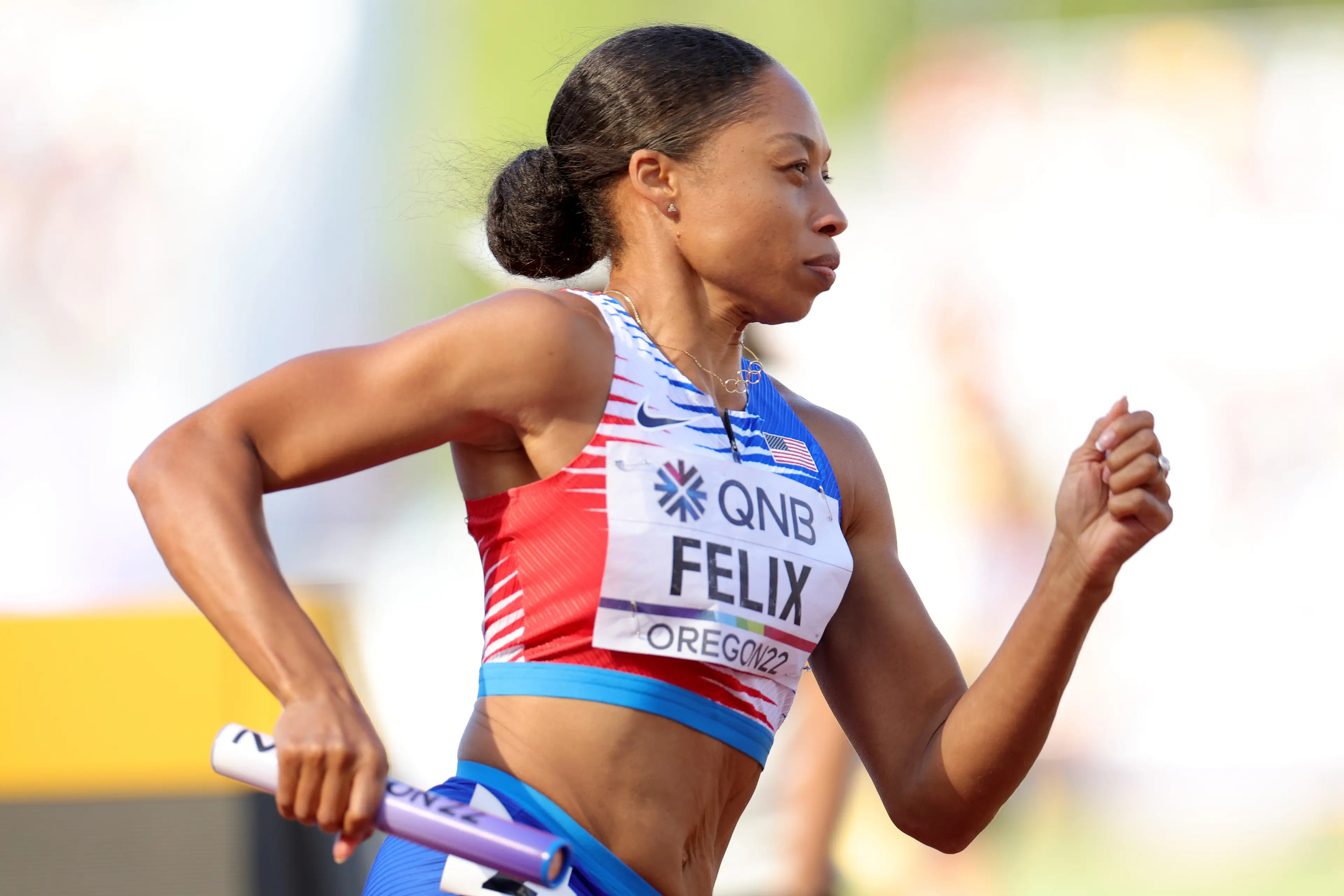 Allyson Felix surpassed Bolt's medals total. (Image: Carmen Mandato / Staff via Getty)