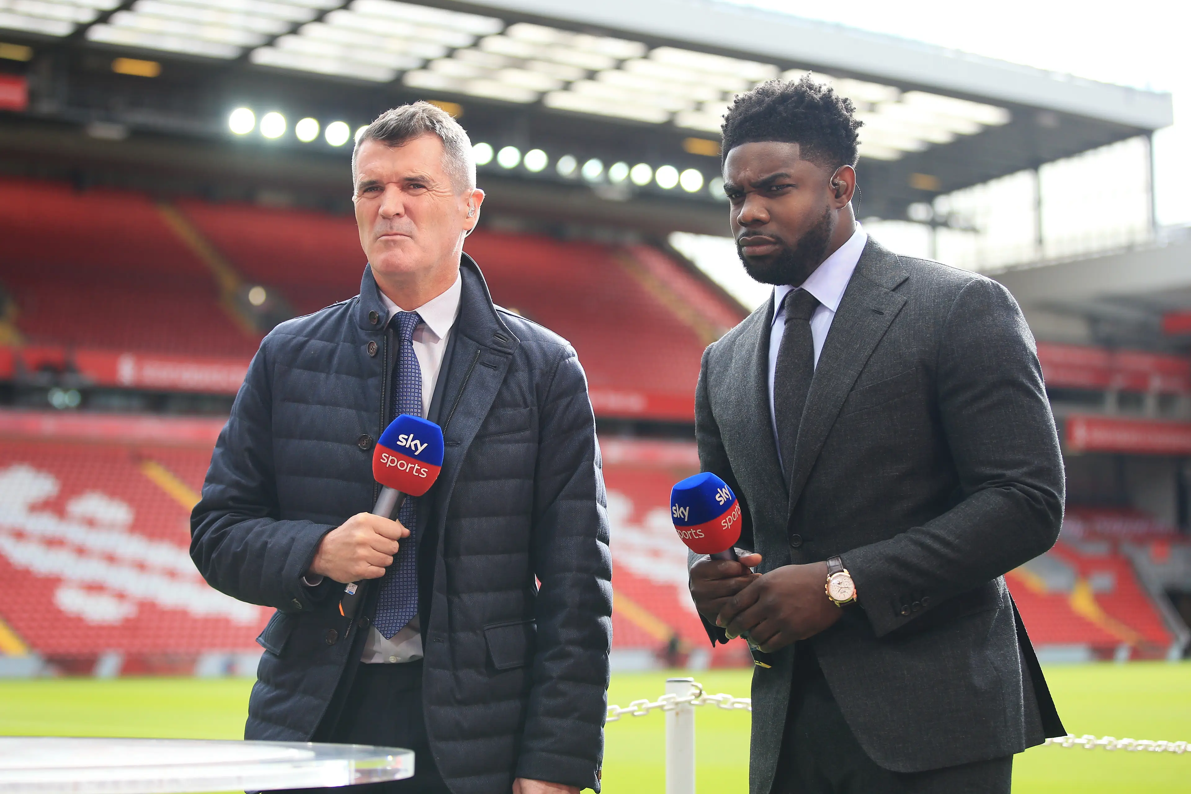 Roy Keane and Micah Richards working for Sky Sports. Image: Getty