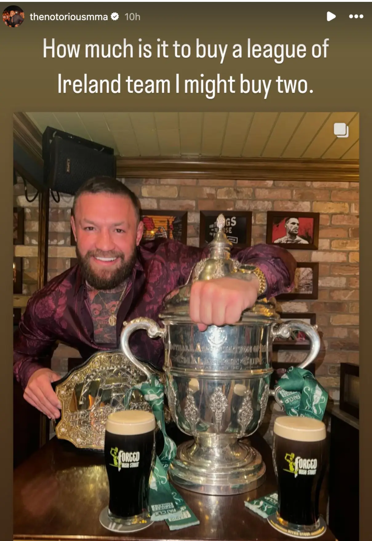 Conor McGregor posed to Instagram (Credit:TheNotoriousMMA IG)