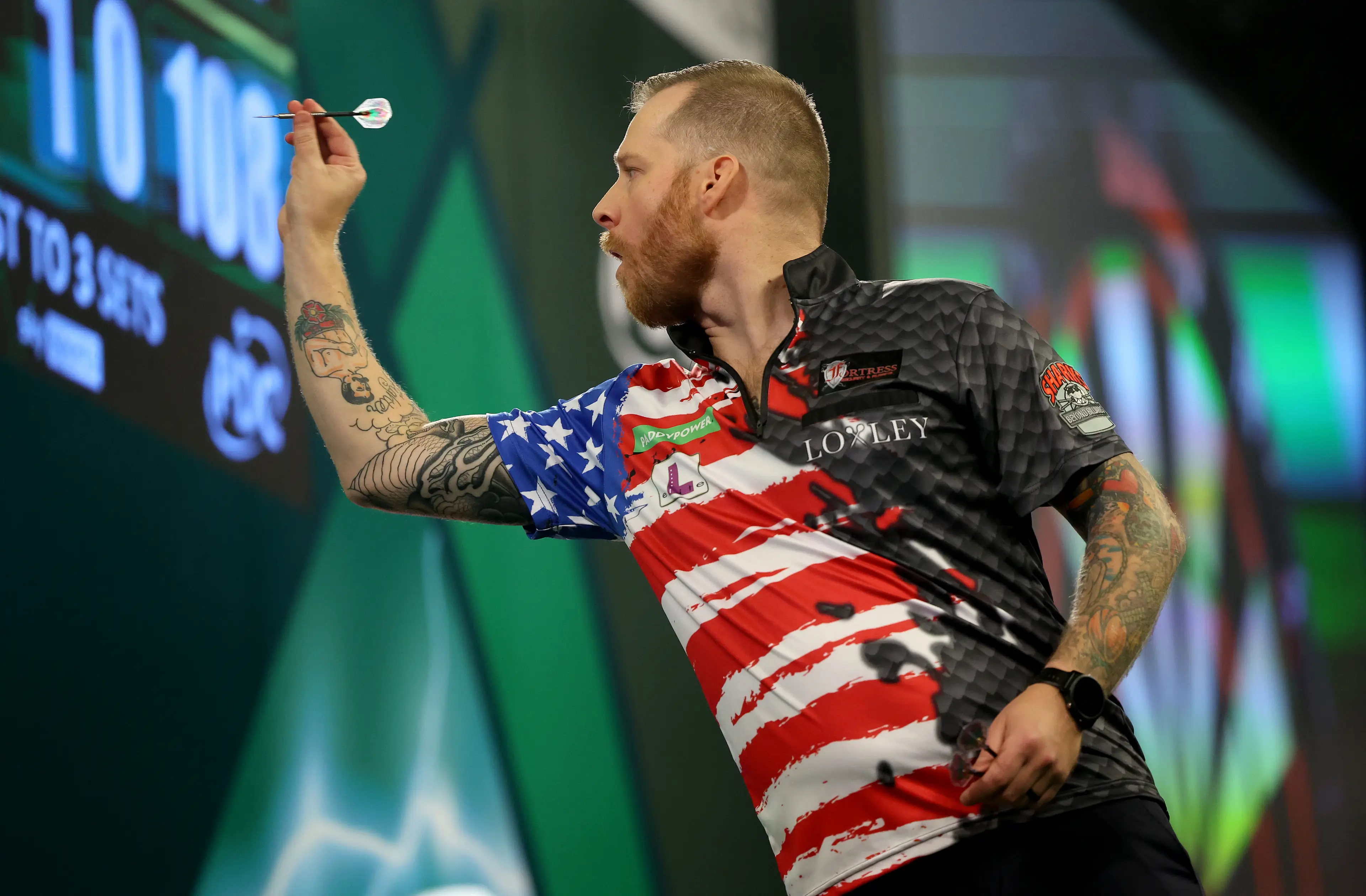 Jules van Dongen during his first round match against Darren Penhall at the 2023 World Championship. Image credit: Getty