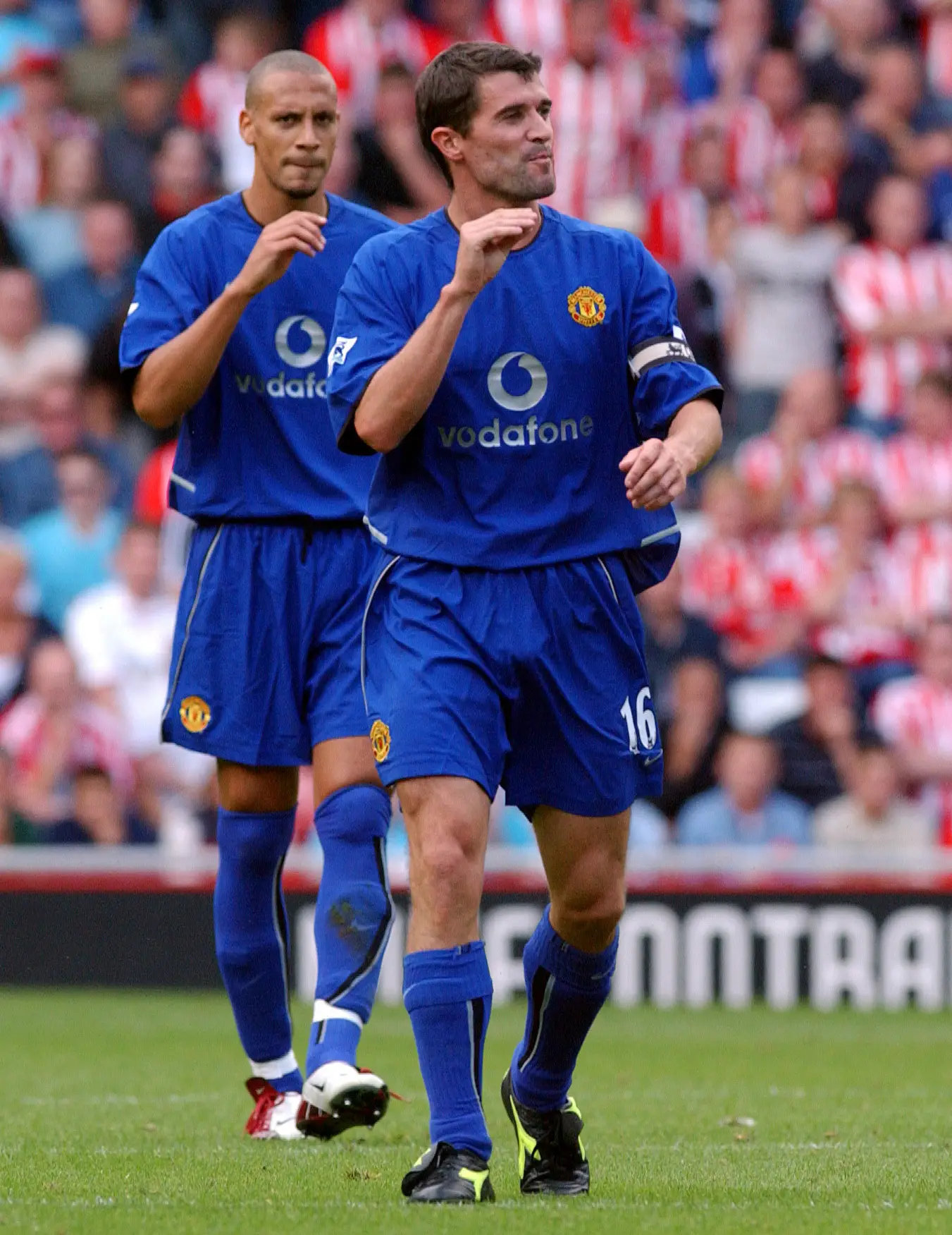 Keane makes a gesture towards McAteer. Image credit: Getty