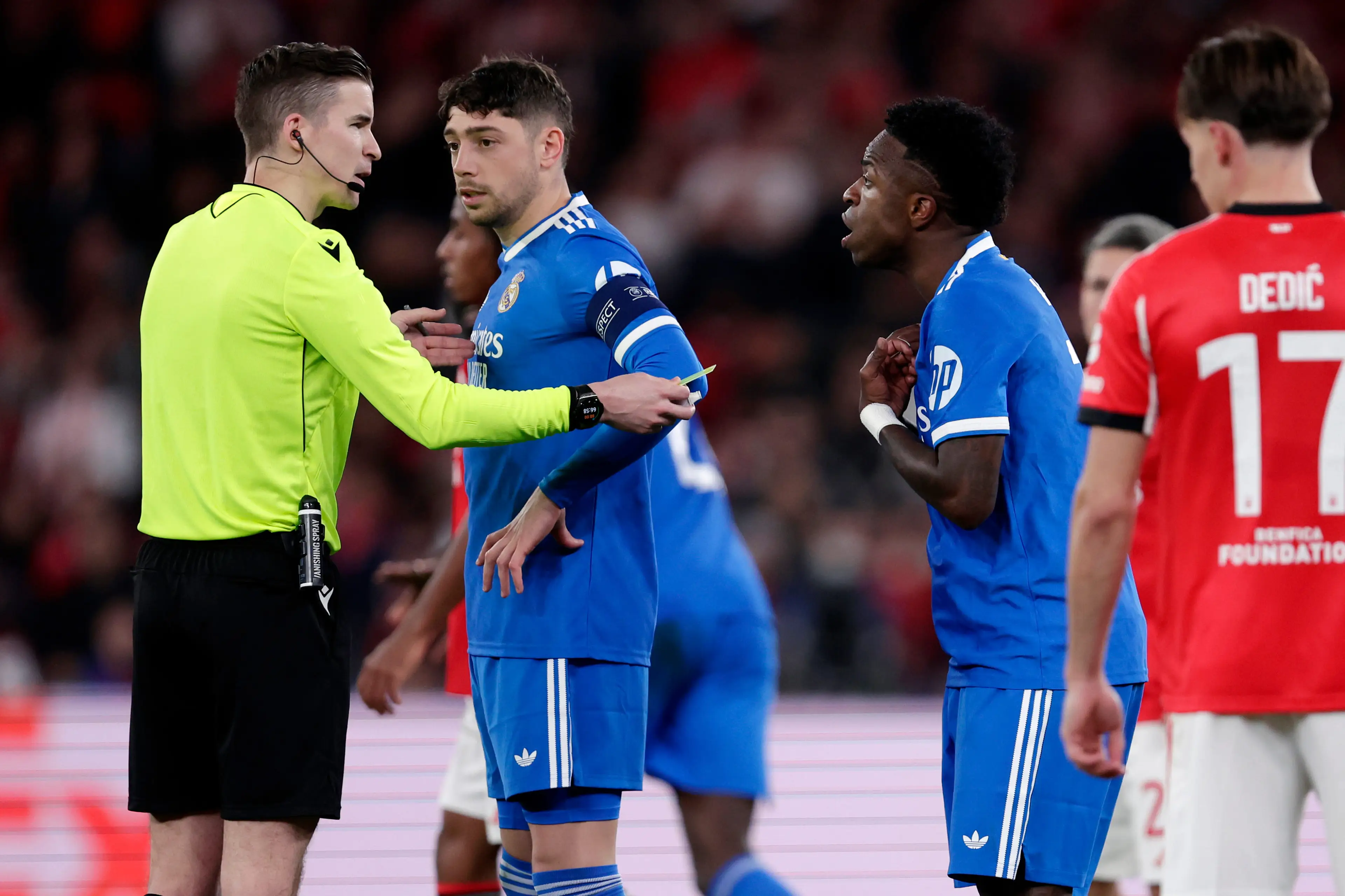 Vinicius Junior reported the incident to match referee Francois Letexier (Image: Getty)