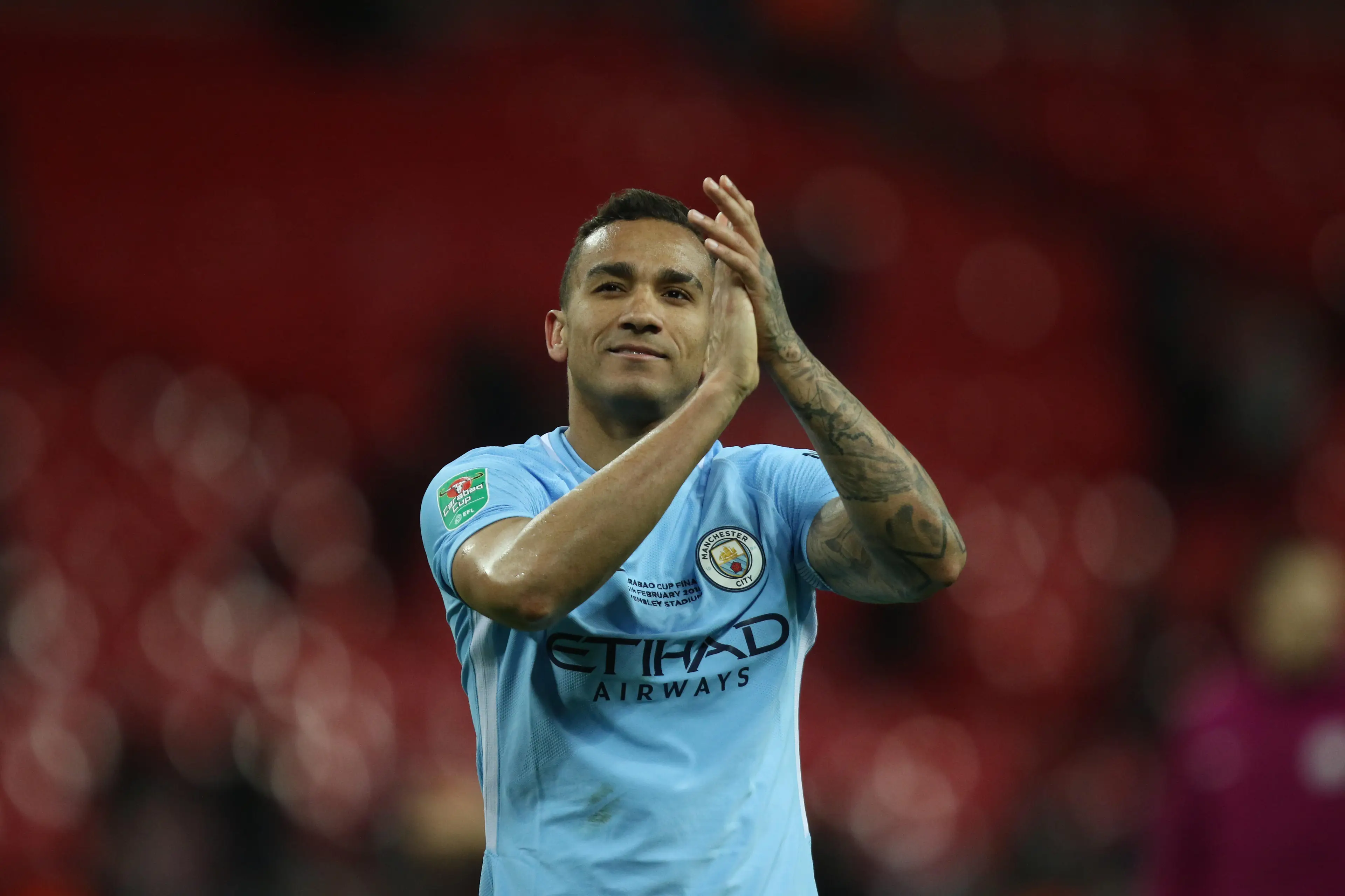 Danilo after the 2018 Carabao Cup final. Paul Marriott / Alamy