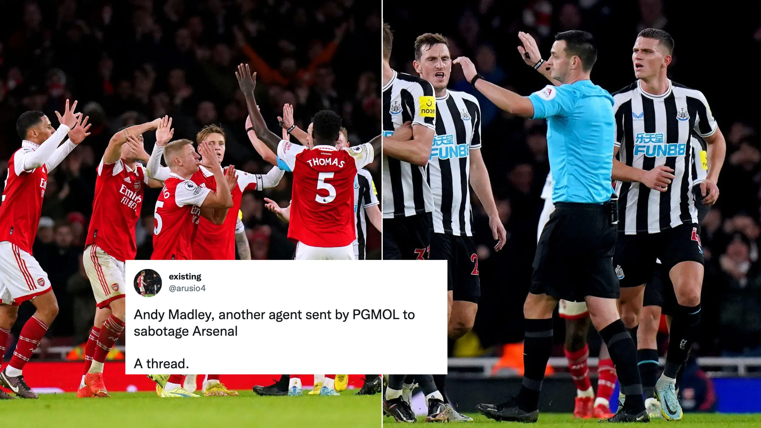 Arsenal fan puts together ridiculous thread on why referee 'favoured' Newcastle United