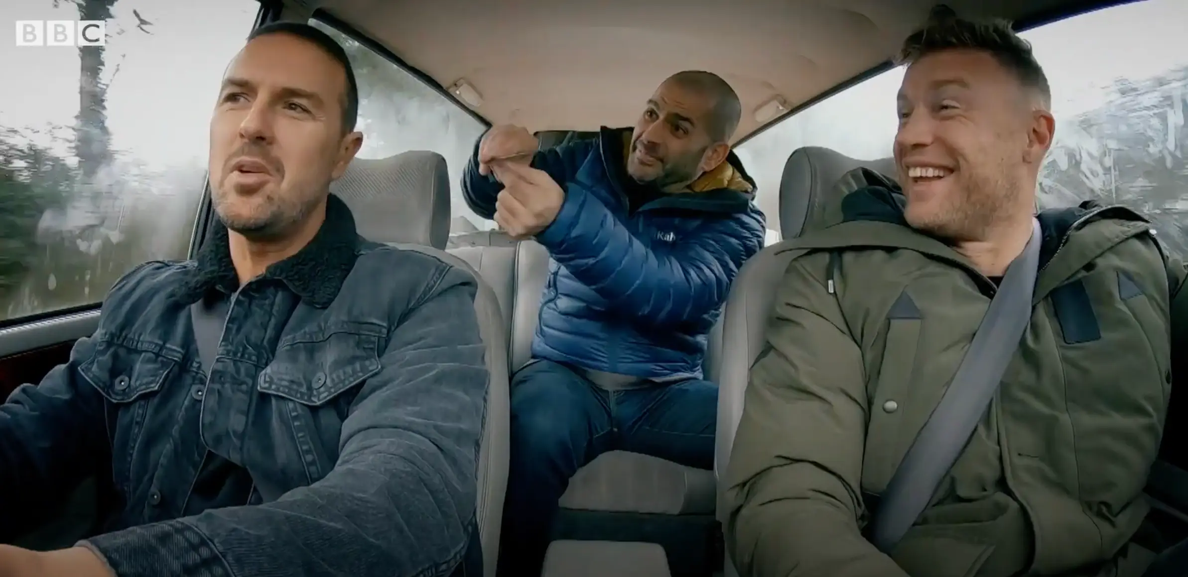 Paddy McGuinness (left) and Freddie Flintoff (right) during an episode of Top Gear (Credit:TopGear/YT/BBC)