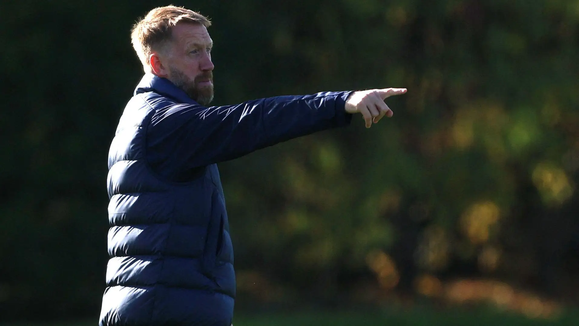 Chelsea manager Graham Potter during training at their Cobham base. (Alamy)