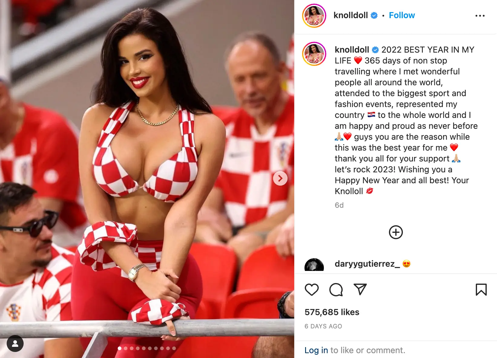 Knoll at the World Cup. (Image: Knolldoll/Instagram)