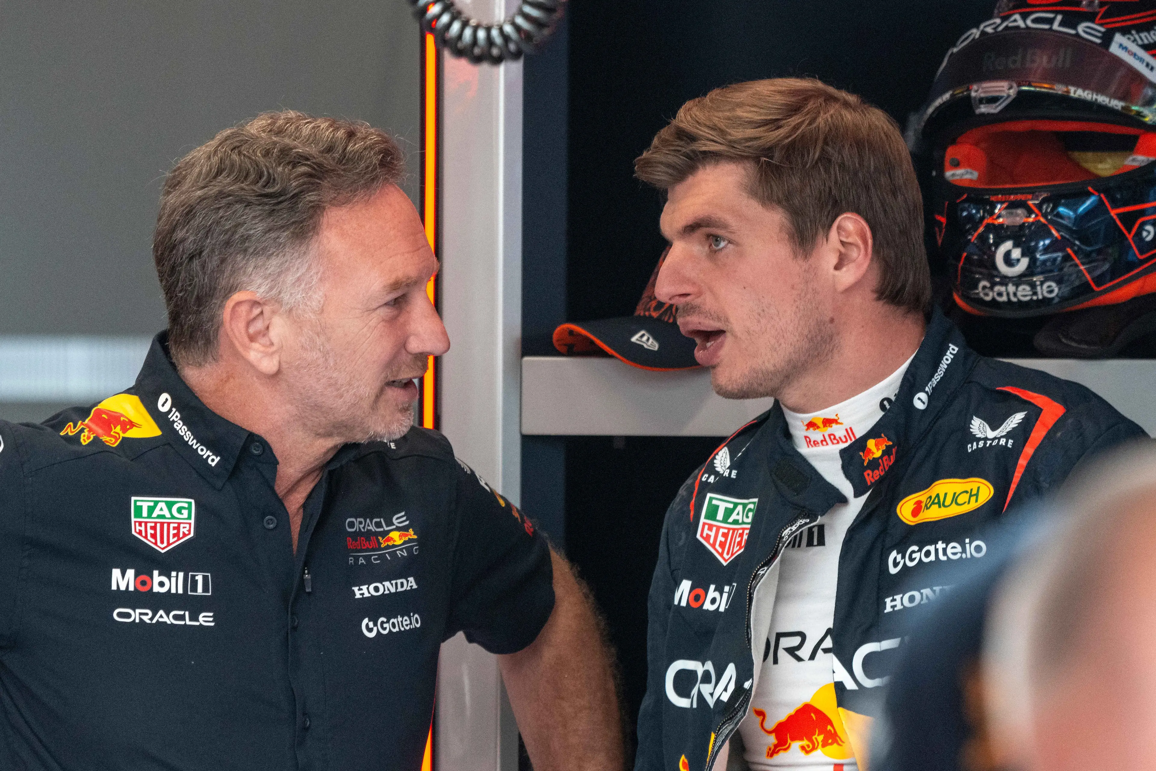 Christian Horner and Max Verstappen. (Image: Getty) 