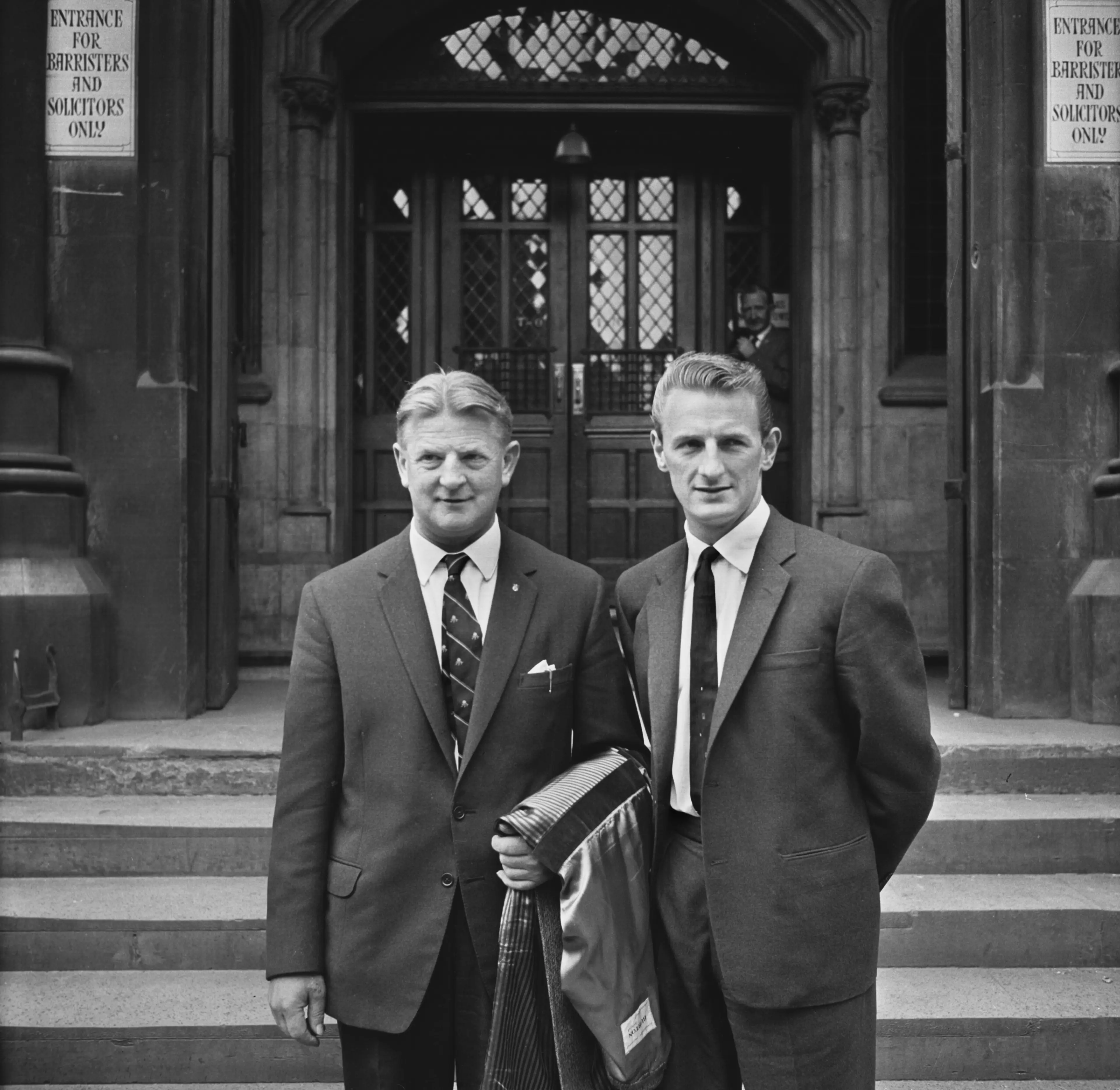 George Eastham (right) of Arsenal during his High Court dispute with his former club Newcastle with regard to his transfer. Image credit: Getty