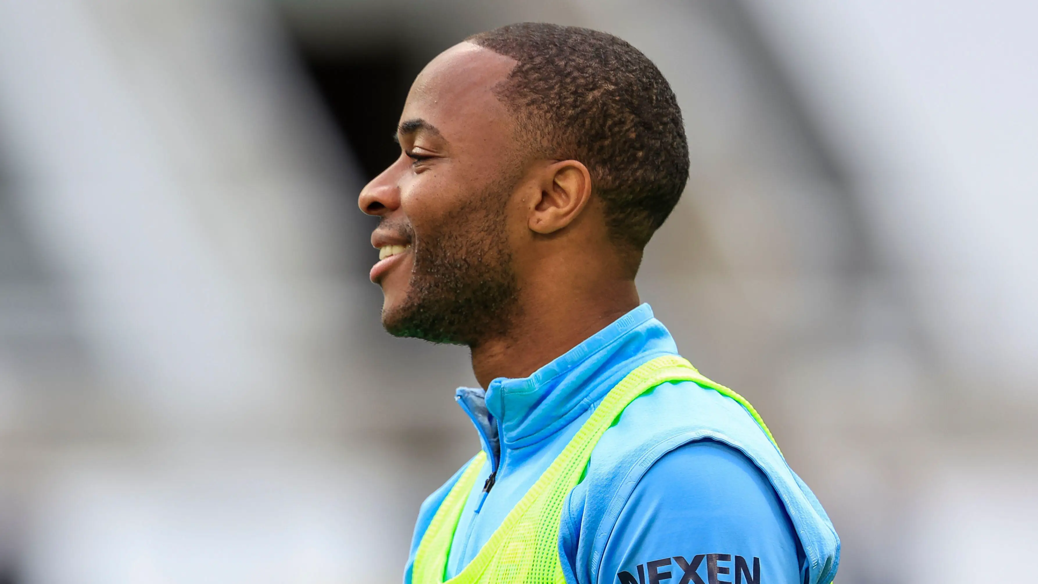Raheem Sterling of Manchester City during the pre-game warmup. (Alamy)