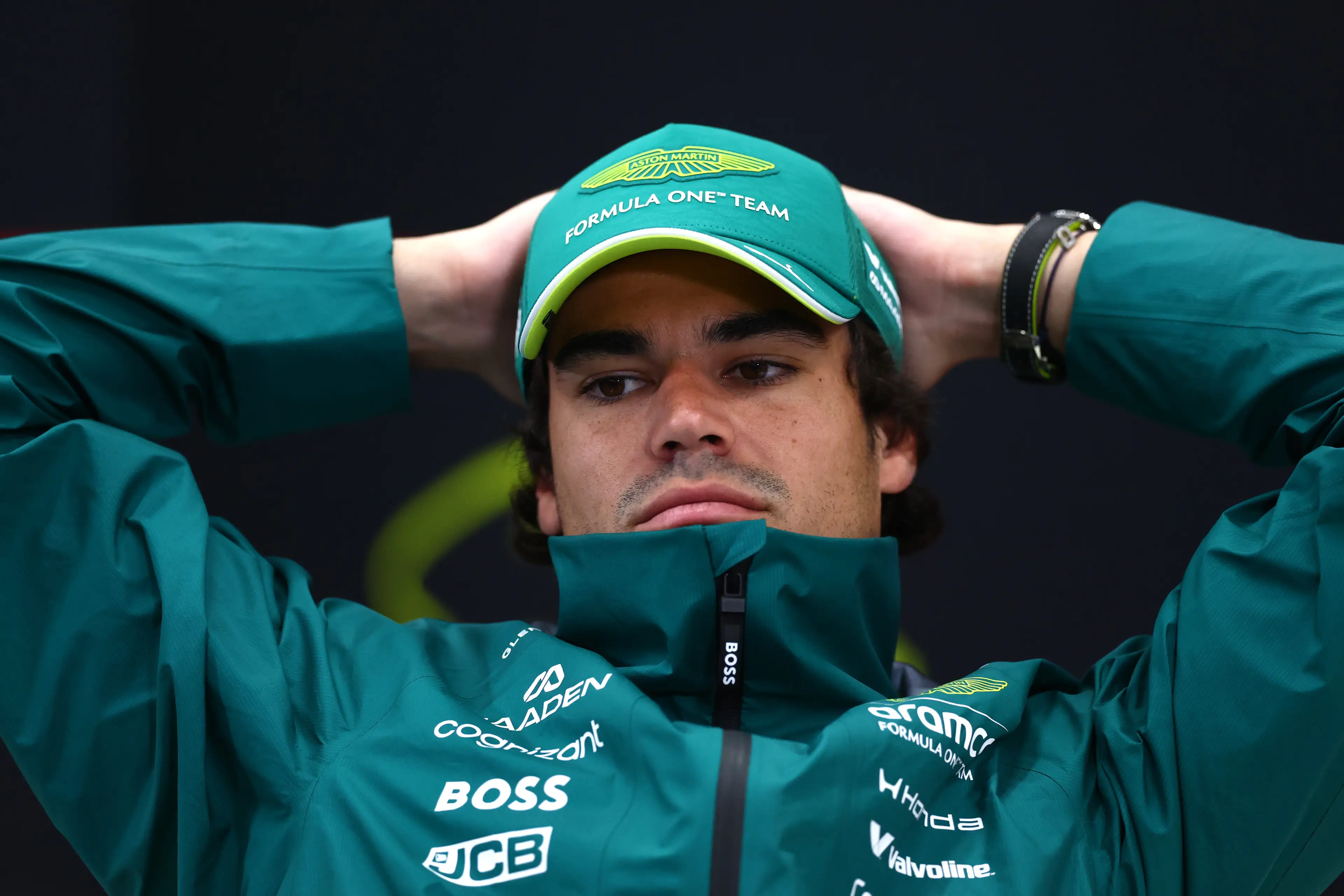 Lance Stroll of Canada and Aston Martin F1 Team looks on in the Drivers Press Conference during previews ahead of the F1 Grand Prix of Japan (Getty Images)