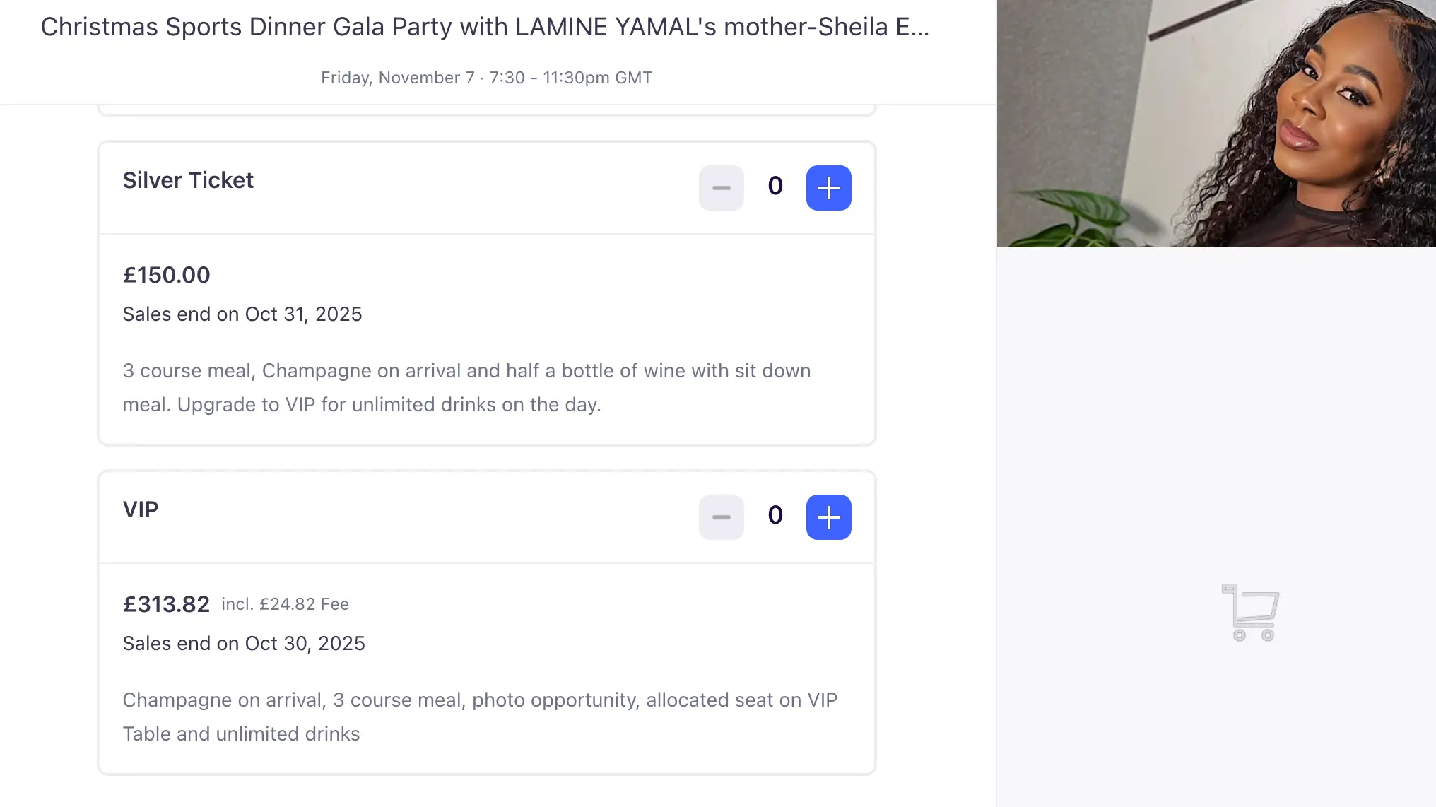 Tickets for the Christmas gala dinner with Sheila Ebana (Image: Eventbrite)