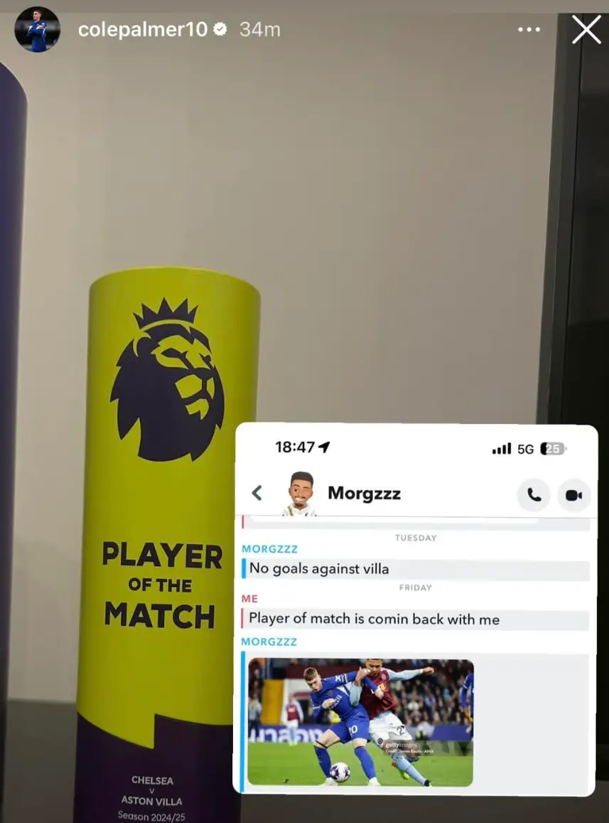 Cole Palmer's messages to Morgan Rogers (Credit:Cole Palmer)