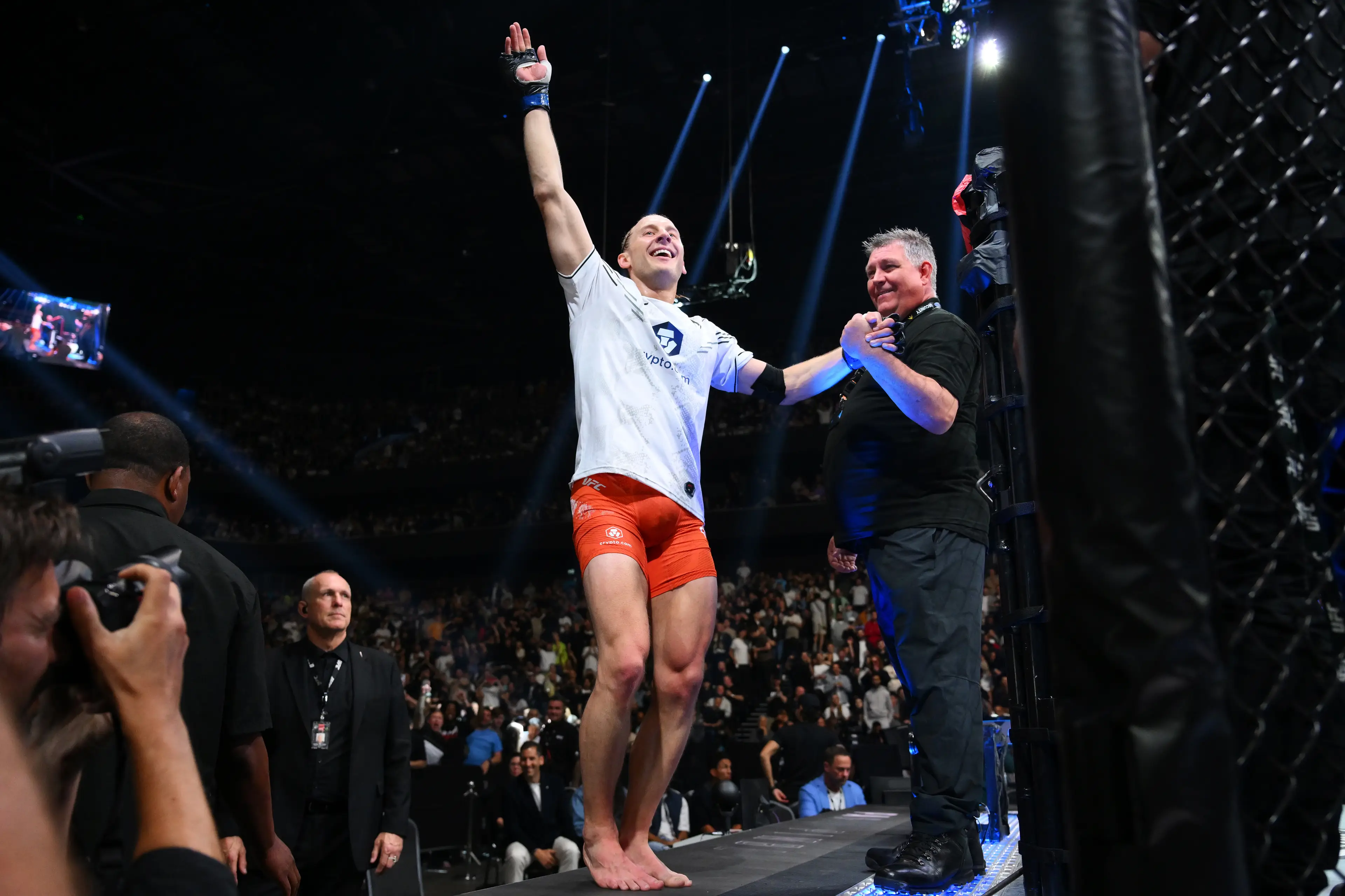 Paddy Pimblett celebrates his victory over King Green at UFC 304. Image: Getty 