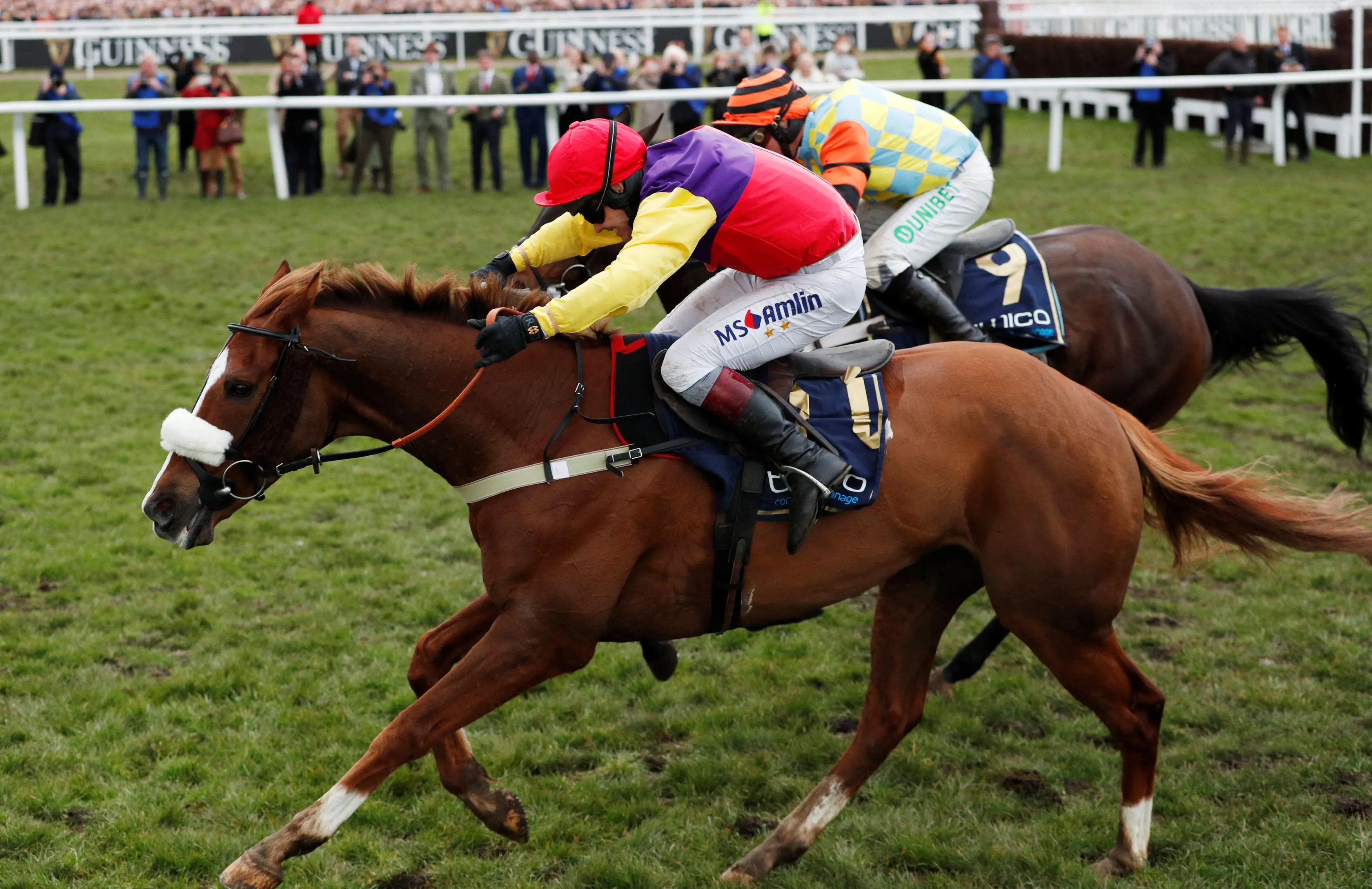Native River on the way to winning the Gold Cup. Image: Alamy