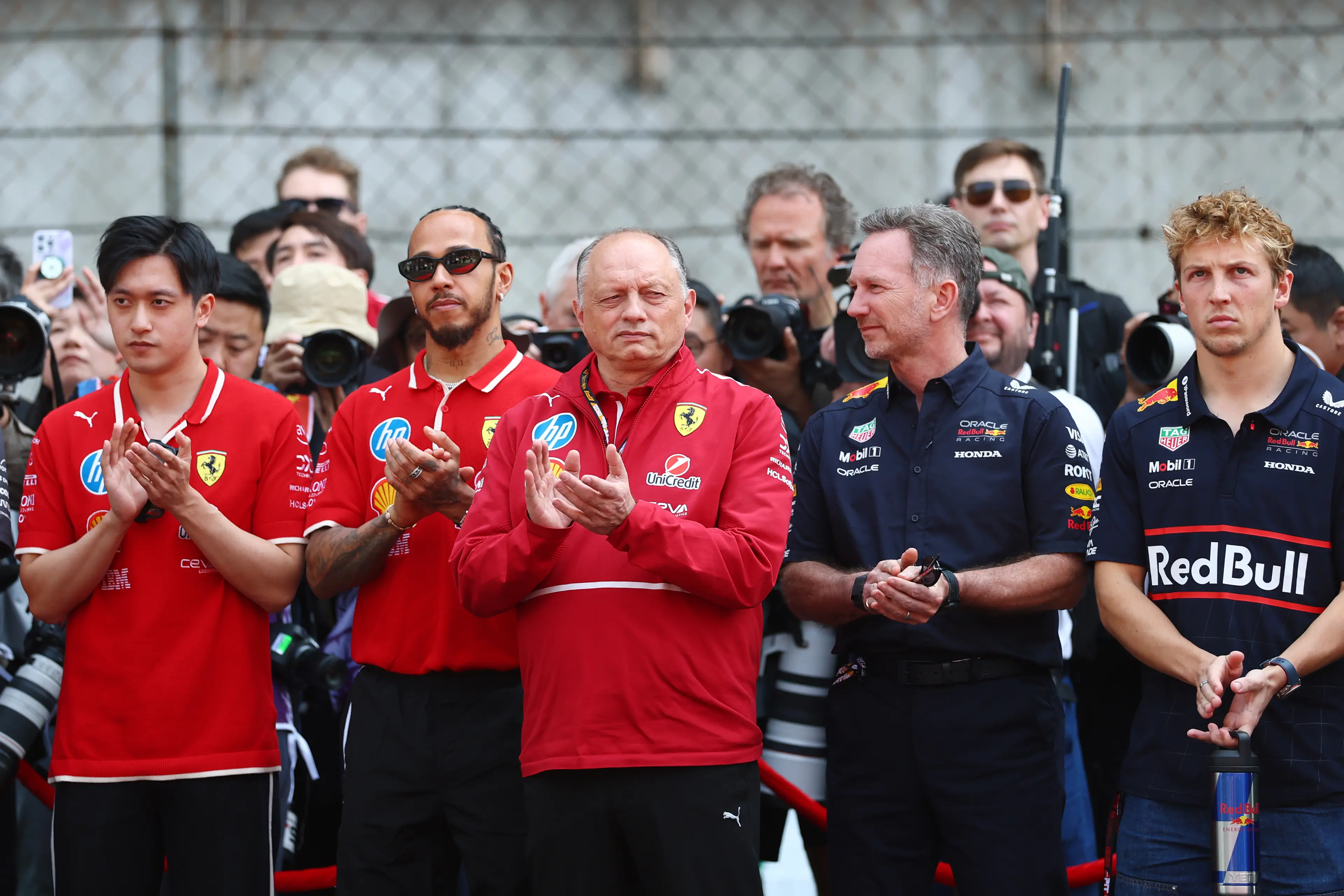 Lewis Hamilton and Christian Horner. (Image: Bryn Lennon - Formula 1 / Contributor via Getty)