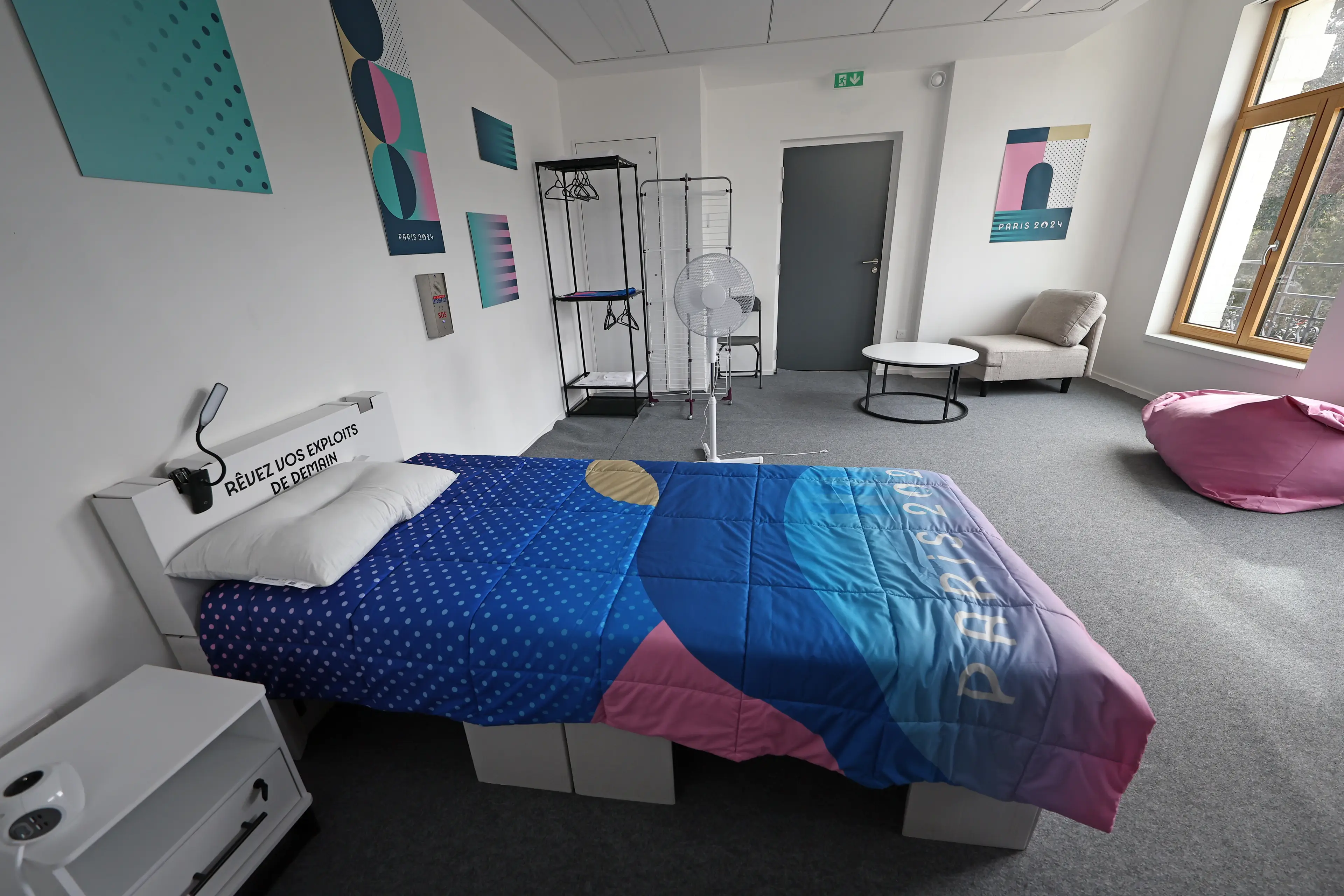 Beds at the Olympic village in Paris were made from cardboard. Image: Getty