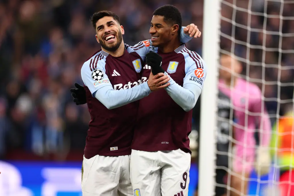 Marco Asensio and Marcus Rashford in action for Aston Villa