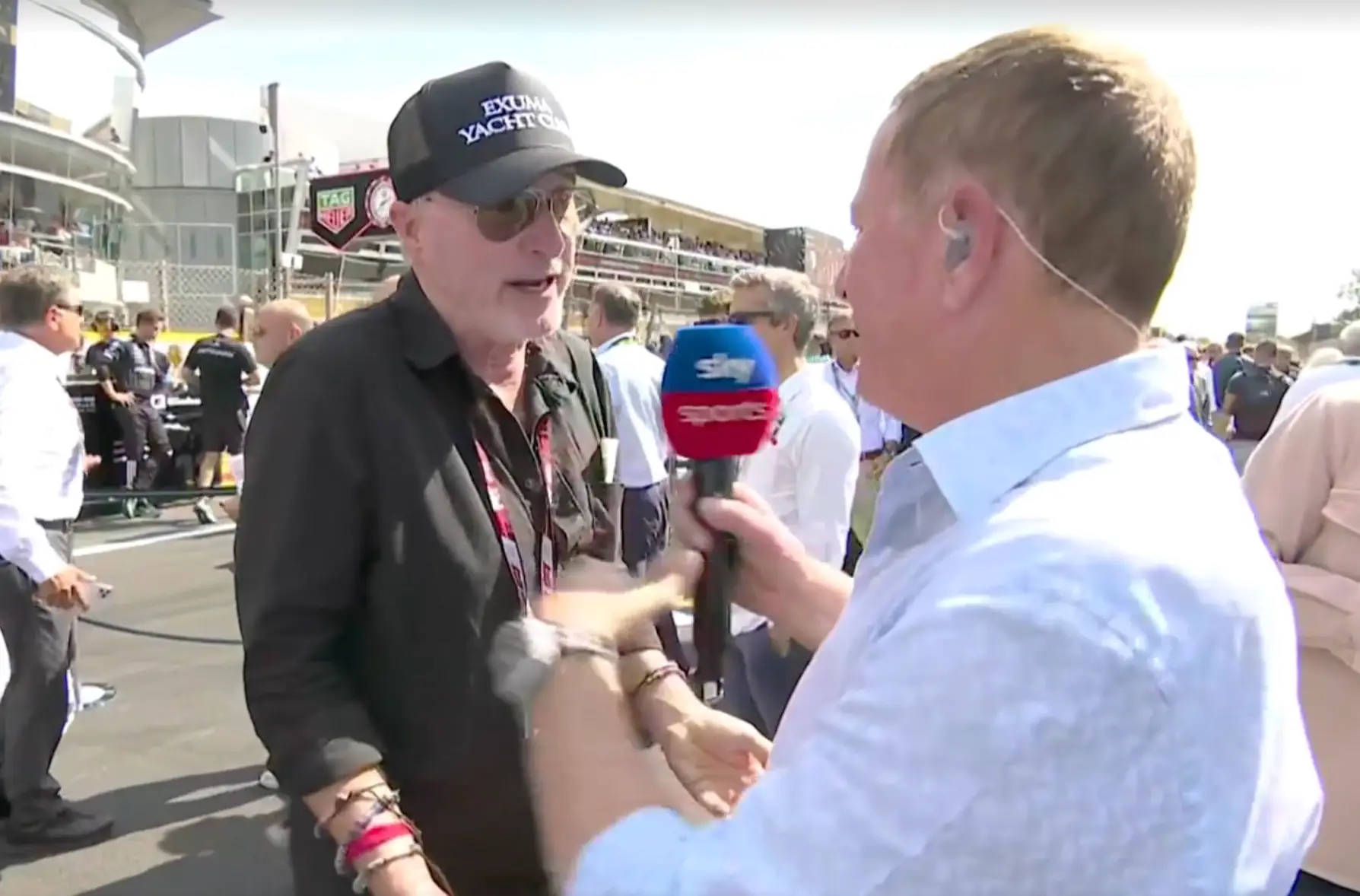 Eddie Irvine speaks to Martin Brundle on the Italian GP grid (Image: Sky Sports)