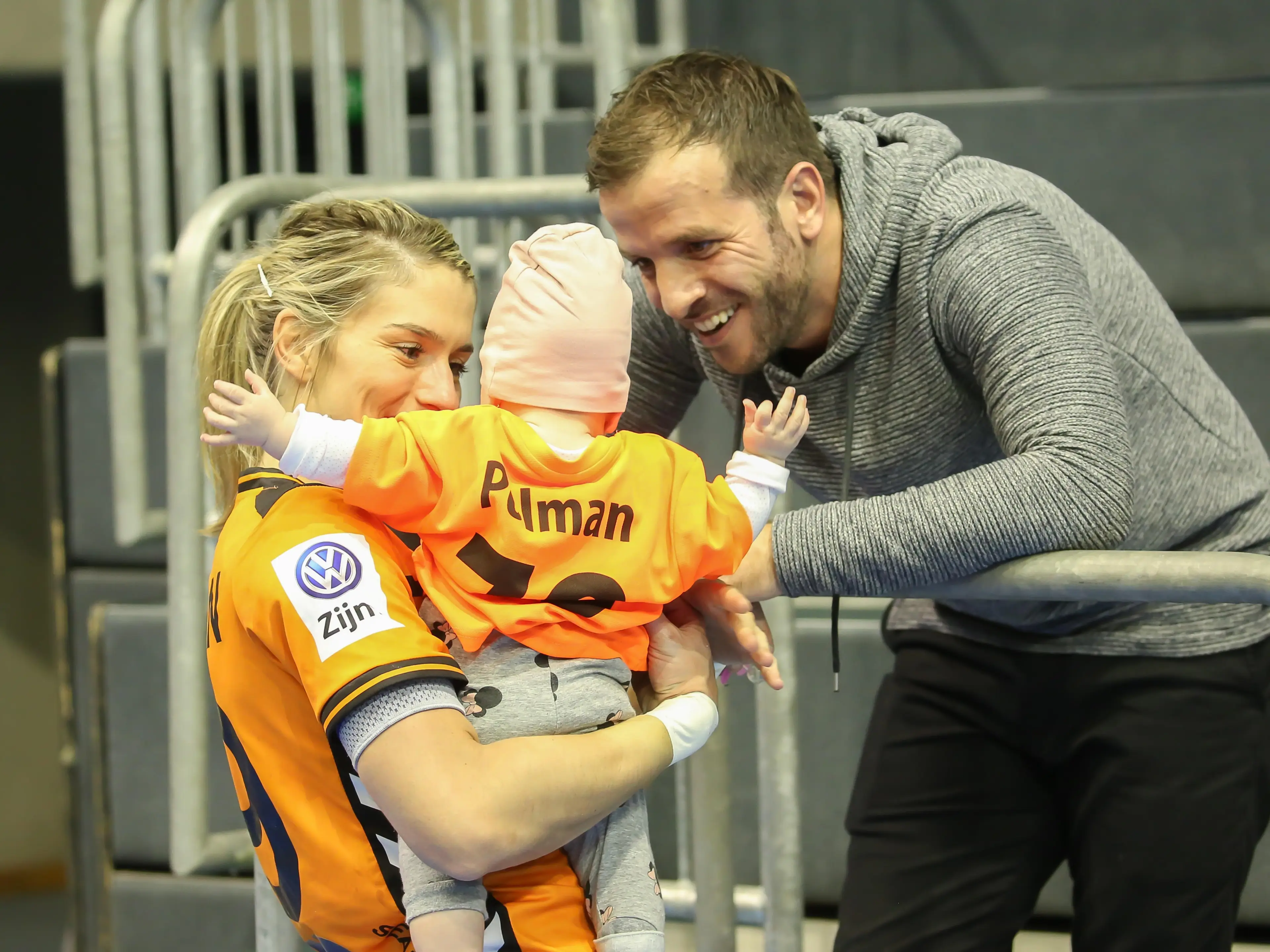 Van der Vaart with his handball Dutch national team playing partner. Image: PA Images