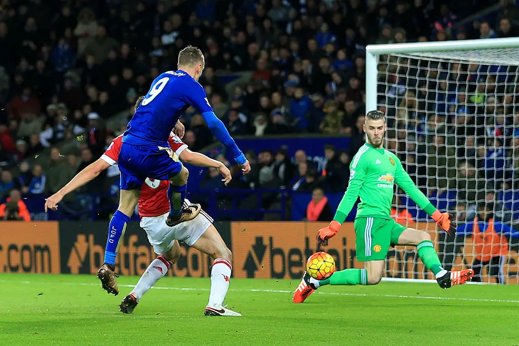 Jamie Vardy set a Premier League record against Man Utd in 2015 (Credit:Getty)