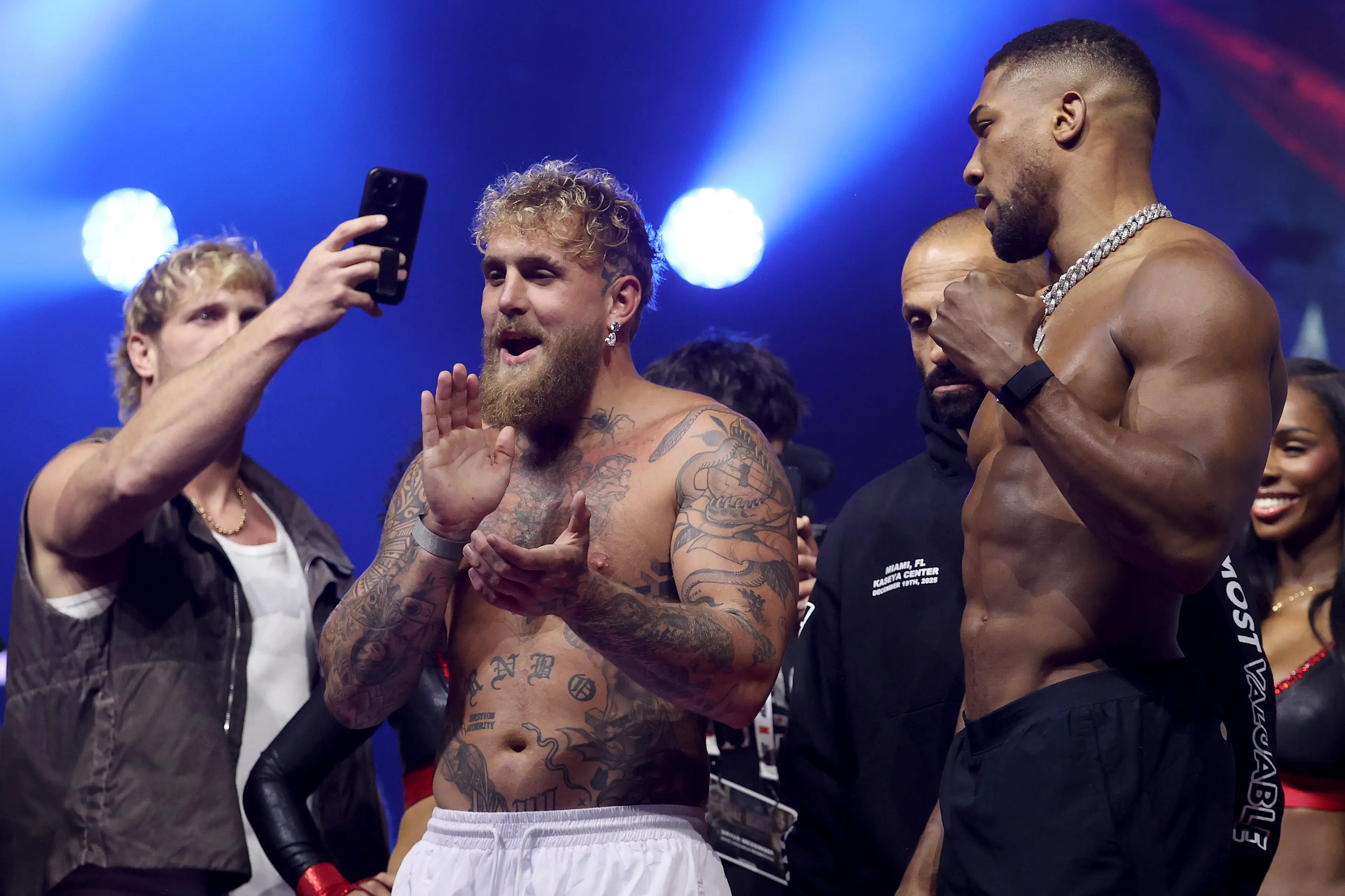Paul and Joshua squared off before their superfight. Image: Getty