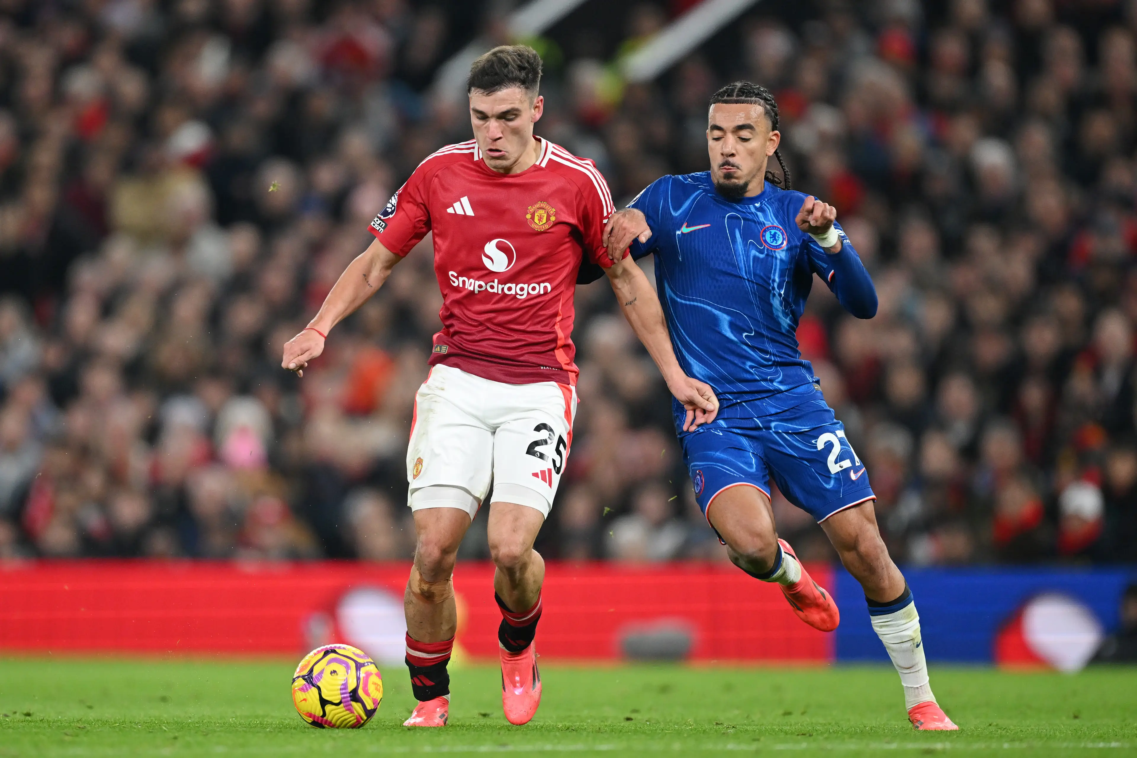 Manuel Ugarte in action for Manchester United. Image: Getty 