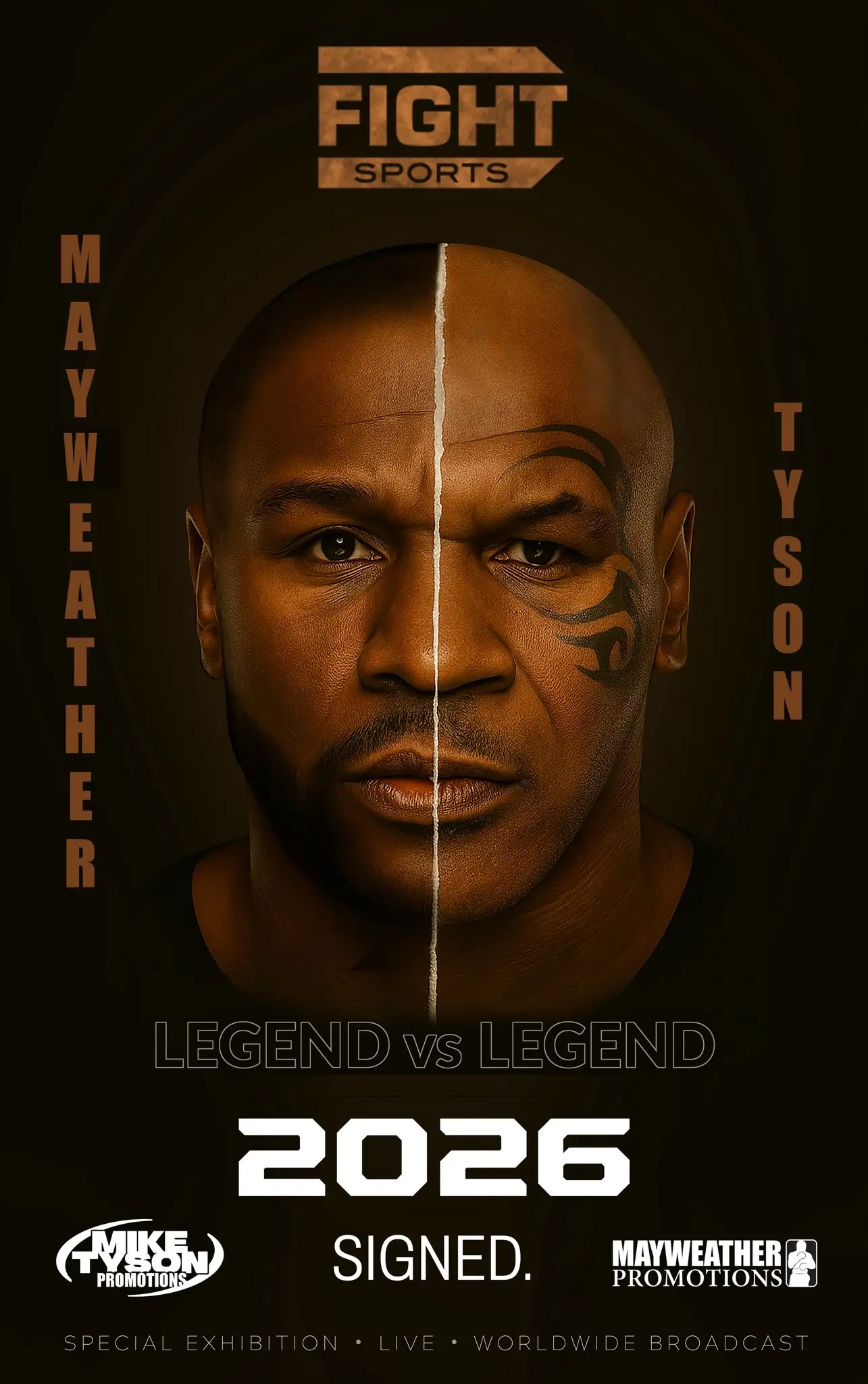 Mike Tyson shared a poster of his exhibition against Floyd Mayweather on social media. Image: X/Mike Tyson