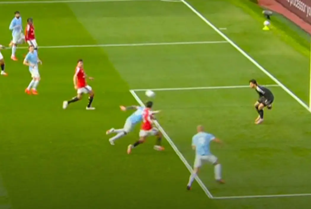 Enzo Fernandez did not touch the ball before Erling Haaland tapped home. Image credit: Sky Sports
