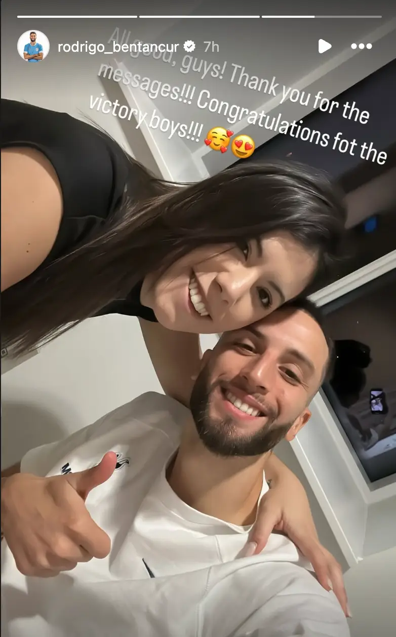 Bentancur gave an update from the hospital. Image credit: Instagram/rodrigo_bentancur