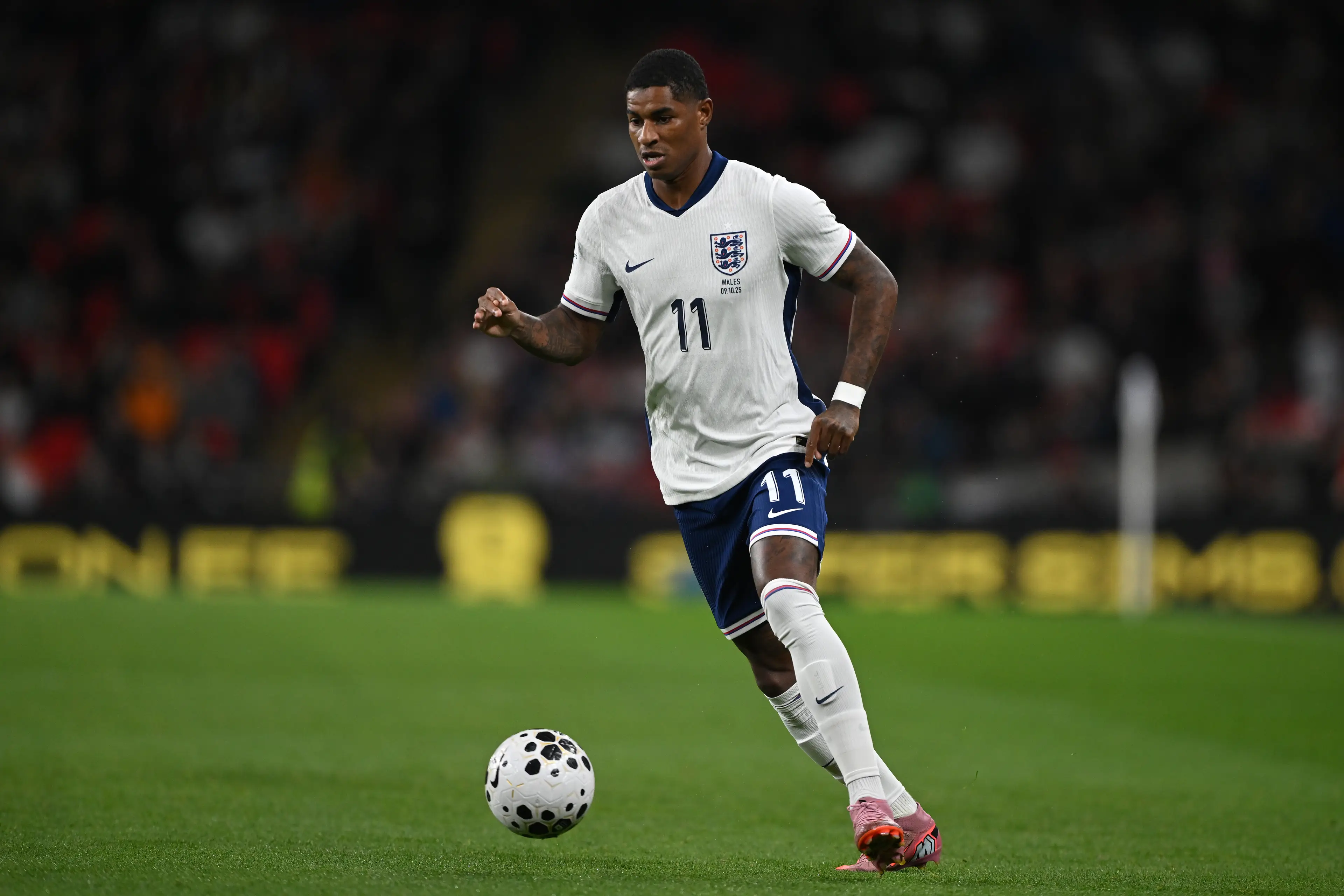 Marcus Rashford played for England against Wales. Image: Mike Hewitt / Staff via Getty