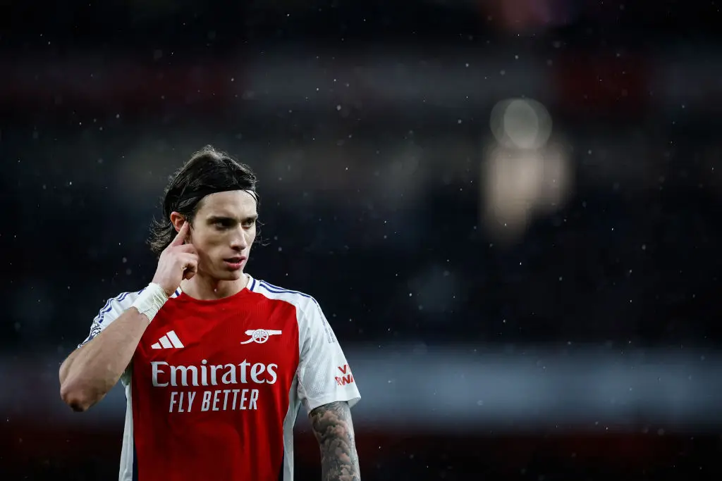 Riccardo Calafiori joined Arsenal from Bologna last summer. (Image: Getty)