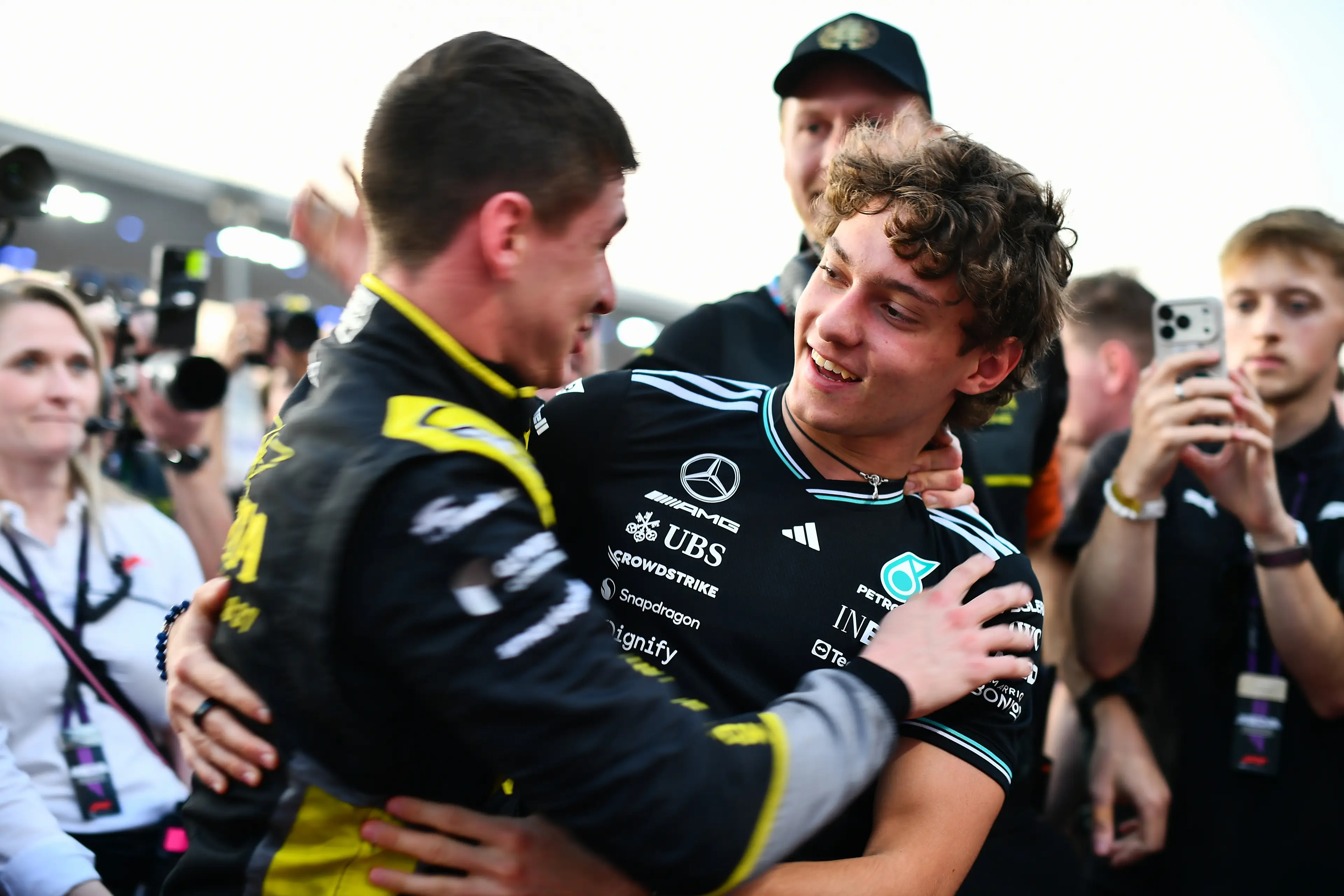 Leonardo Fornaroli celebrating with Kimi Antonelli in Qatar (credit: getty)