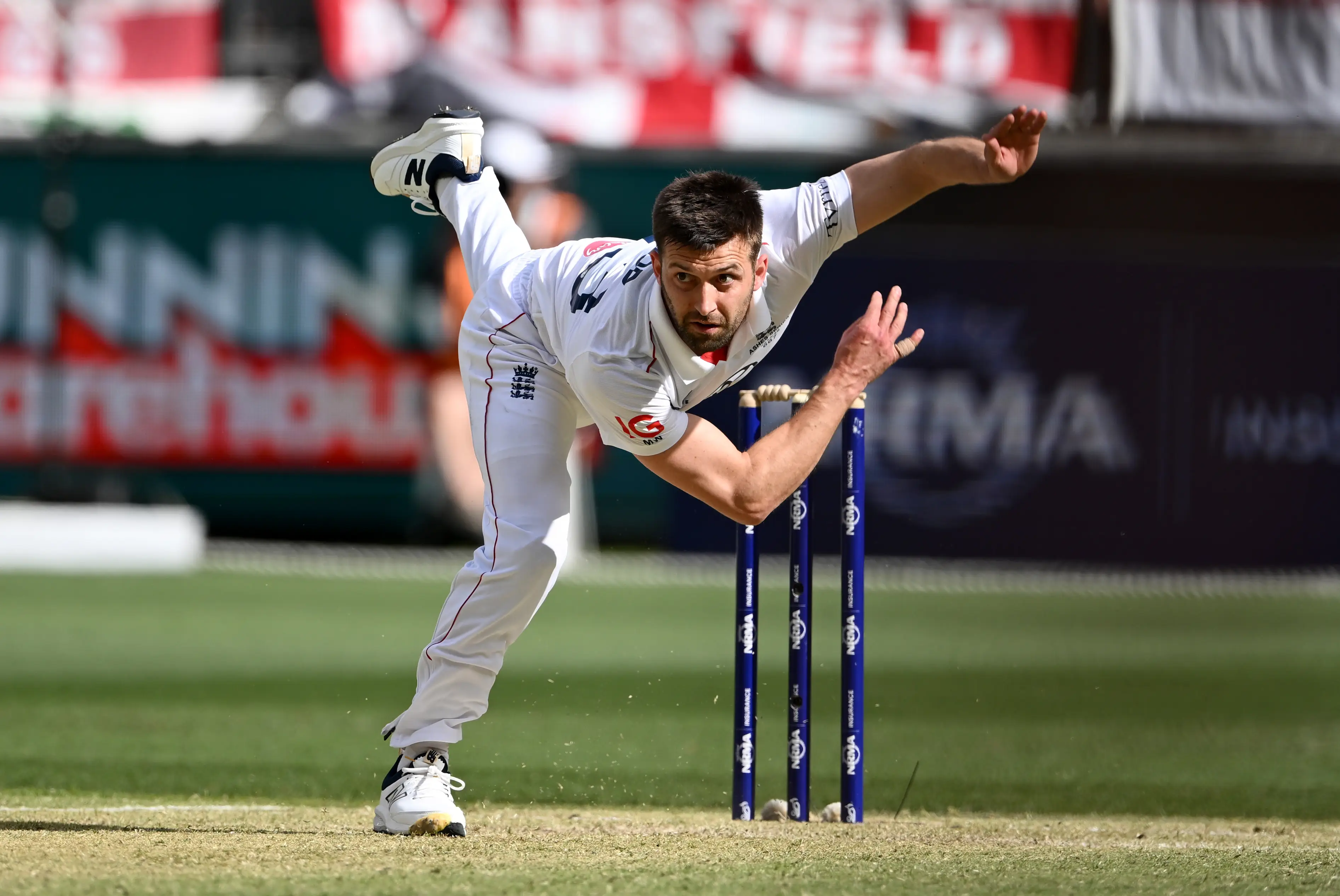 Mark Wood in action for England against Australia in the first Test. Image: Getty 