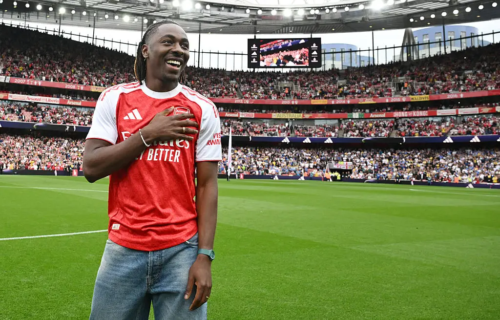 Eberechi Eze was unveiled as a new Arsenal player ahead of the 5-0 win over Leeds. (Image: David Price/Arsenal FC via Getty Images)
