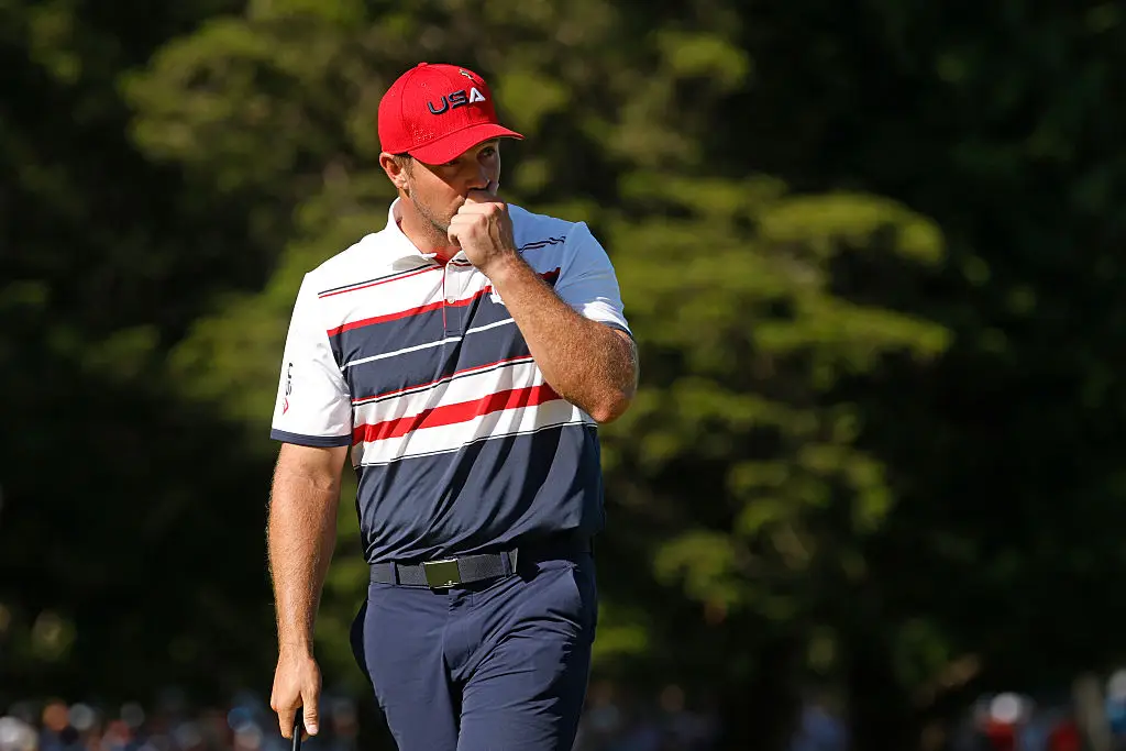 Bryson DeChambeau is struggling in the final day of the Ryder Cup. (Image: Harry How/Getty Images)